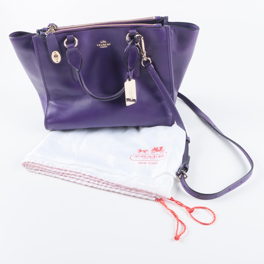 Coach Purple Leather Crosby Convertible Carryall