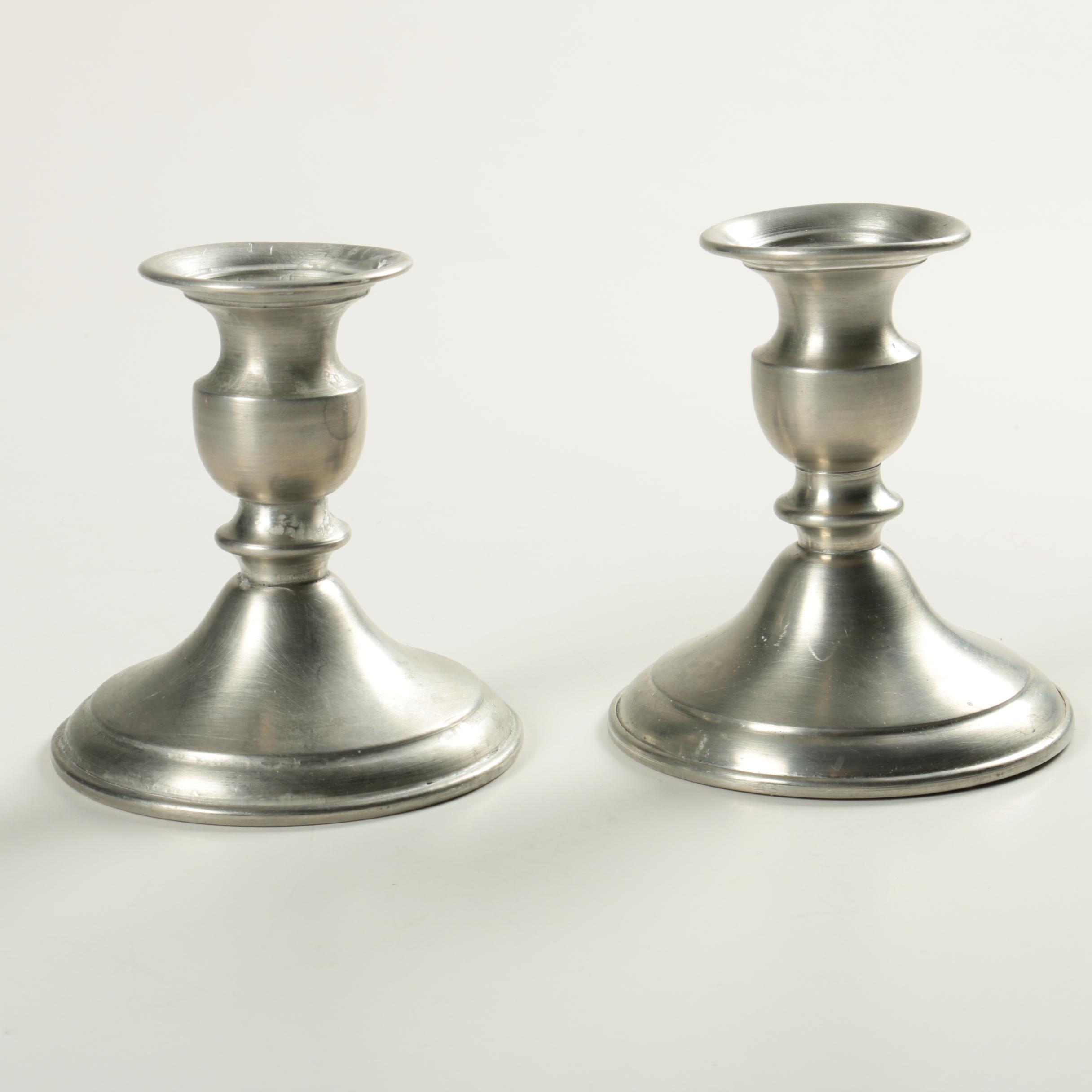 Pair of Leonard Pewter Candlesticks