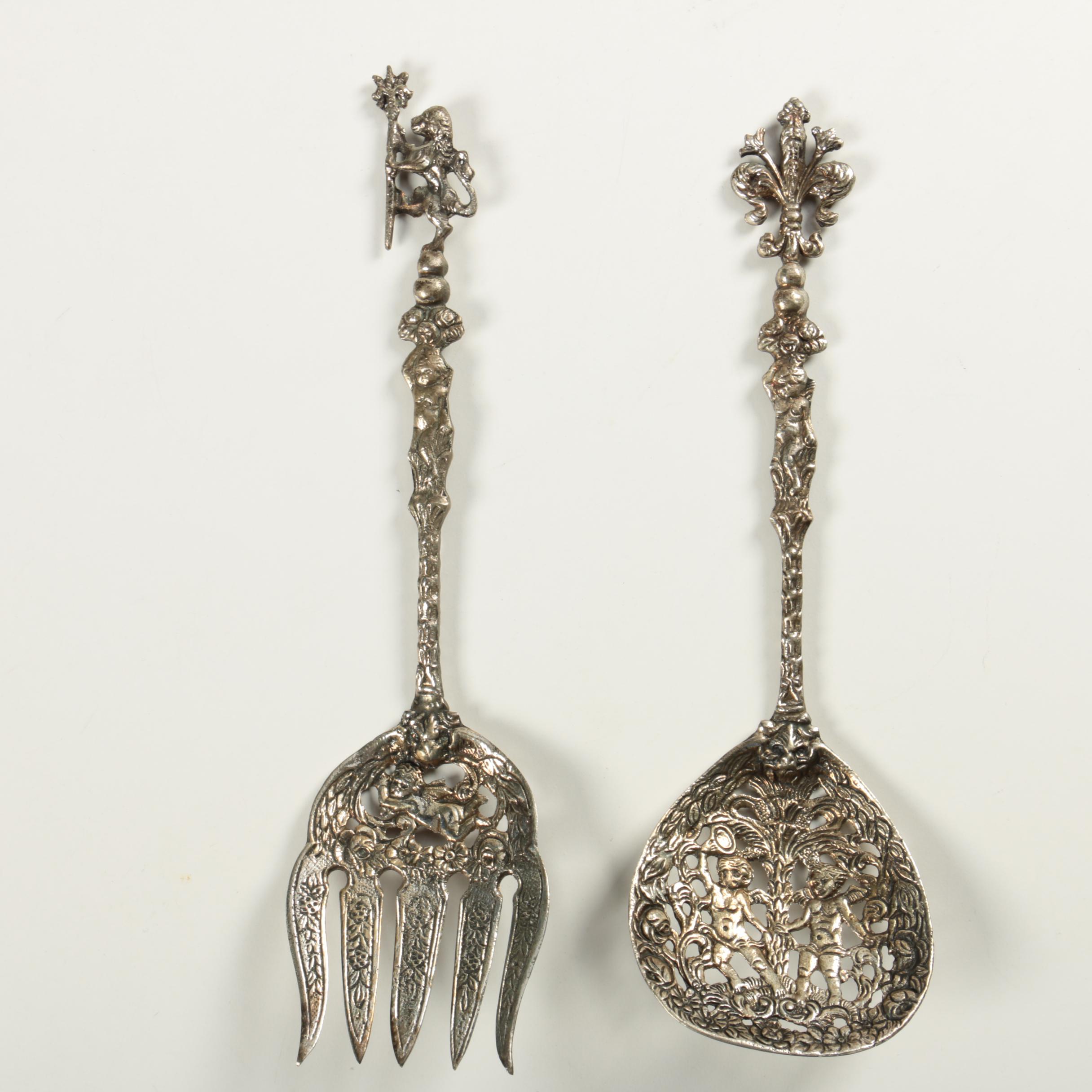 Italian Silver Plate Filigree Serving Utensils