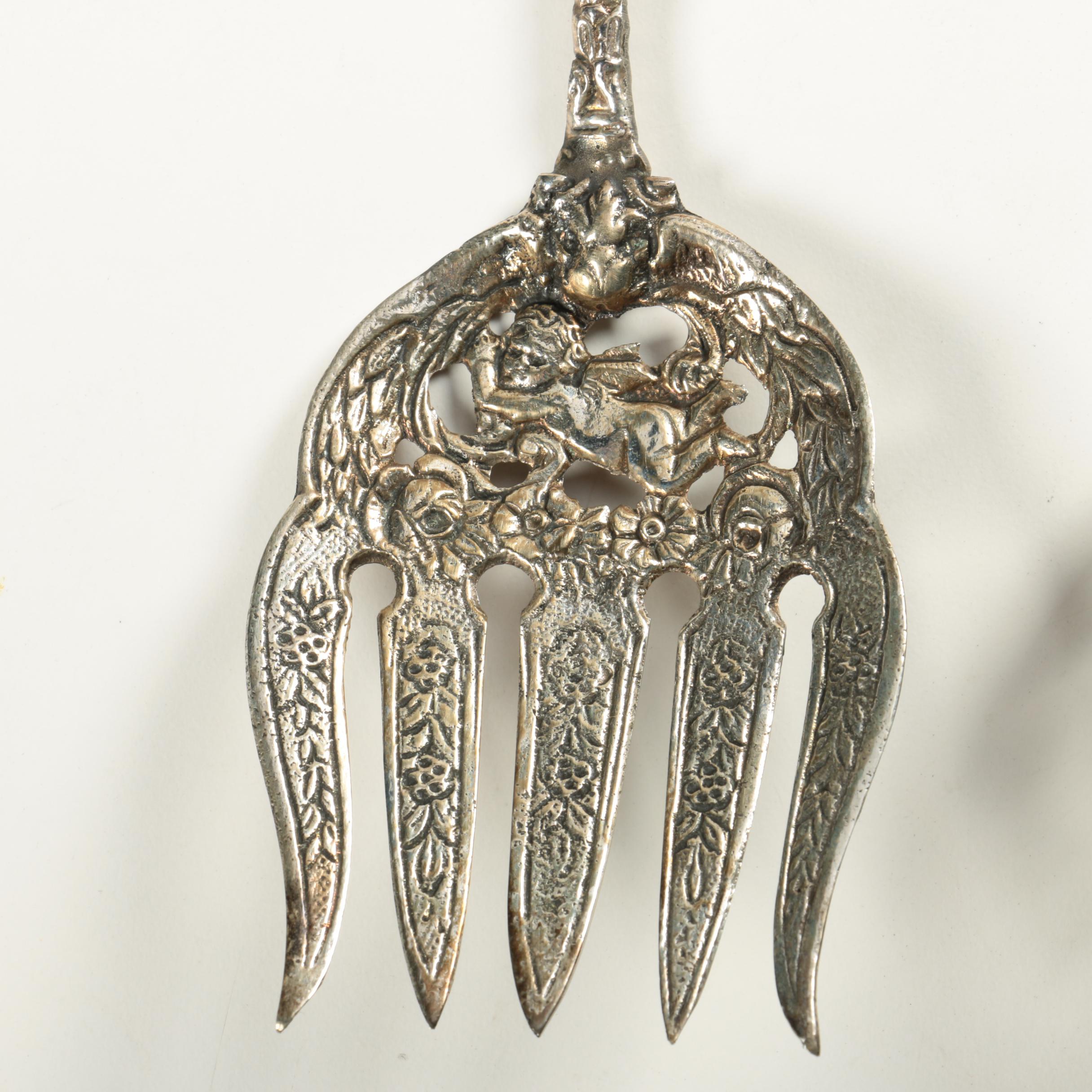 Italian Silver Plate Filigree Serving Utensils