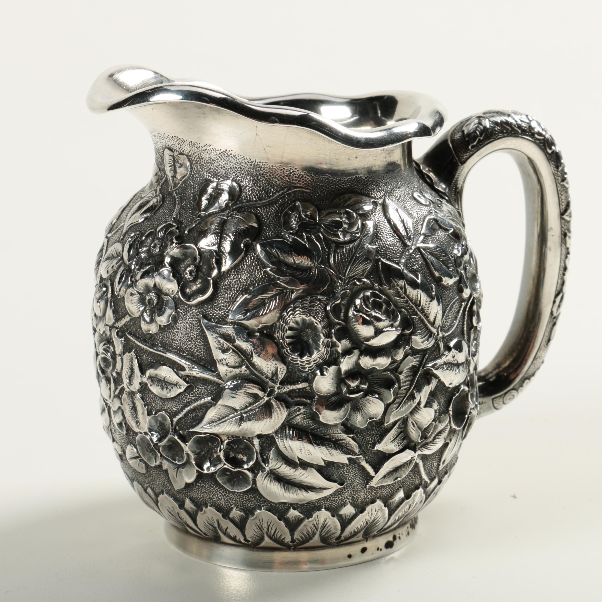 1884 Dominick & Haff Sterling Chased Pitcher with Sterling Bowl