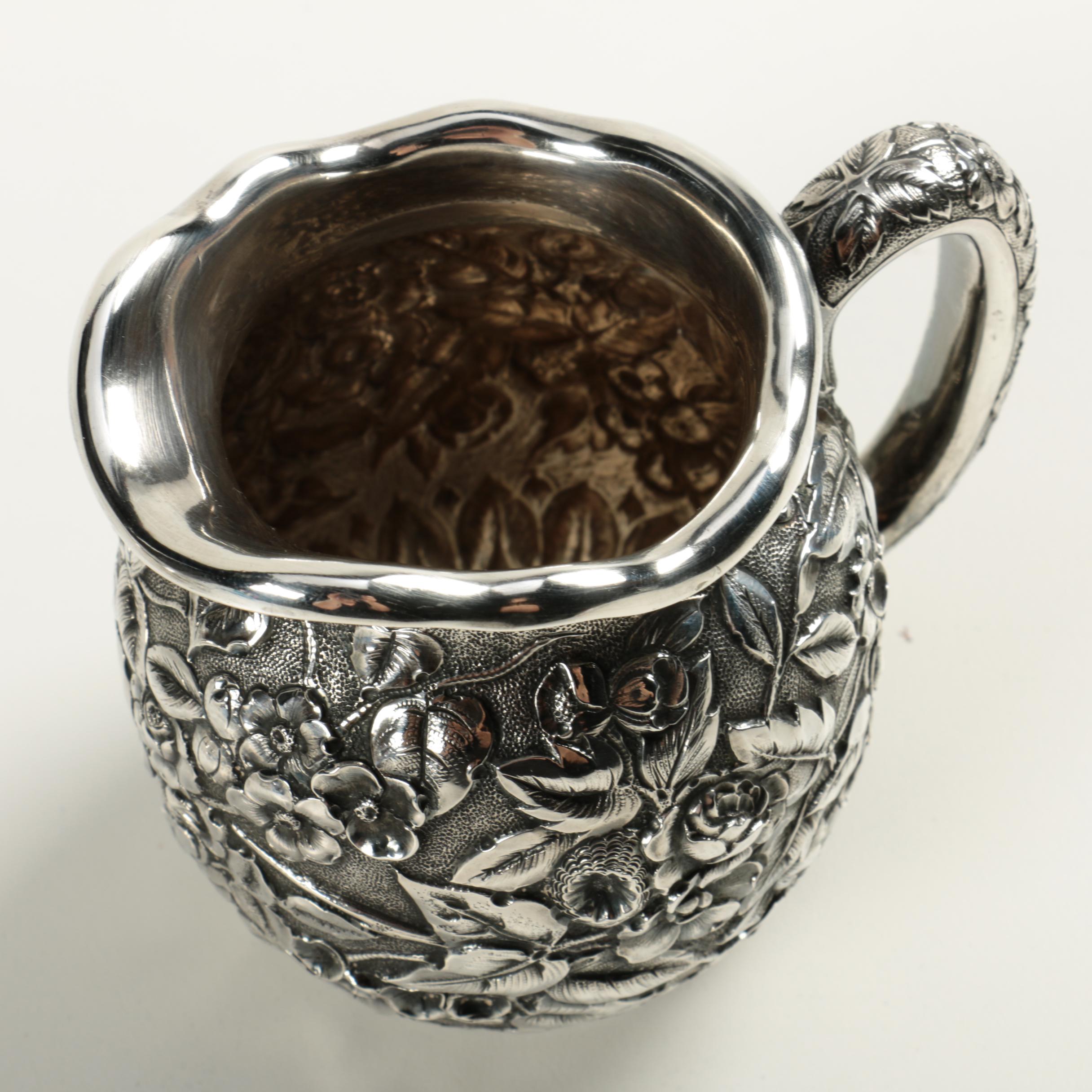 1884 Dominick & Haff Sterling Chased Pitcher with Sterling Bowl