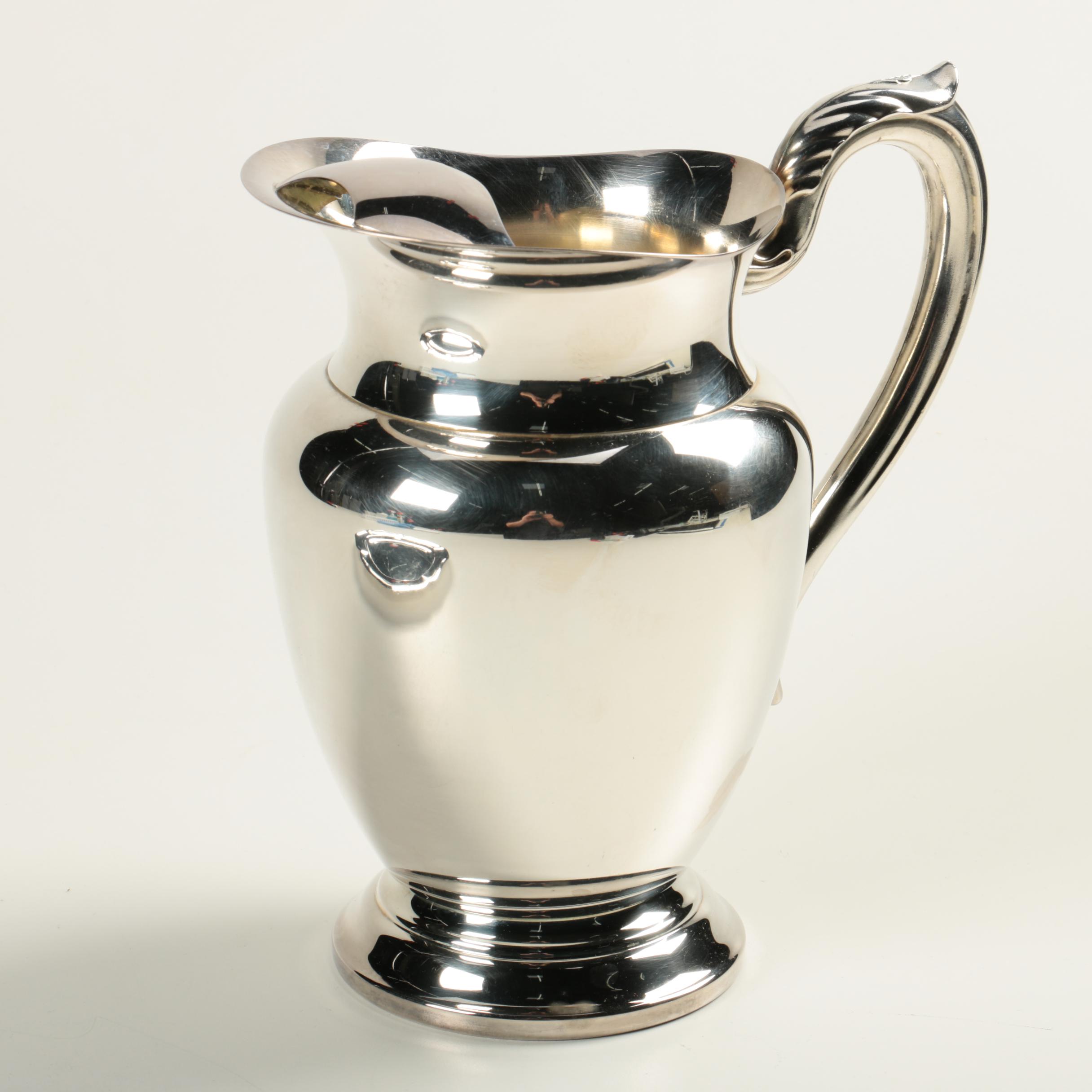 Oneida Silver Plate Water Pitcher and International Silver Co. Tray