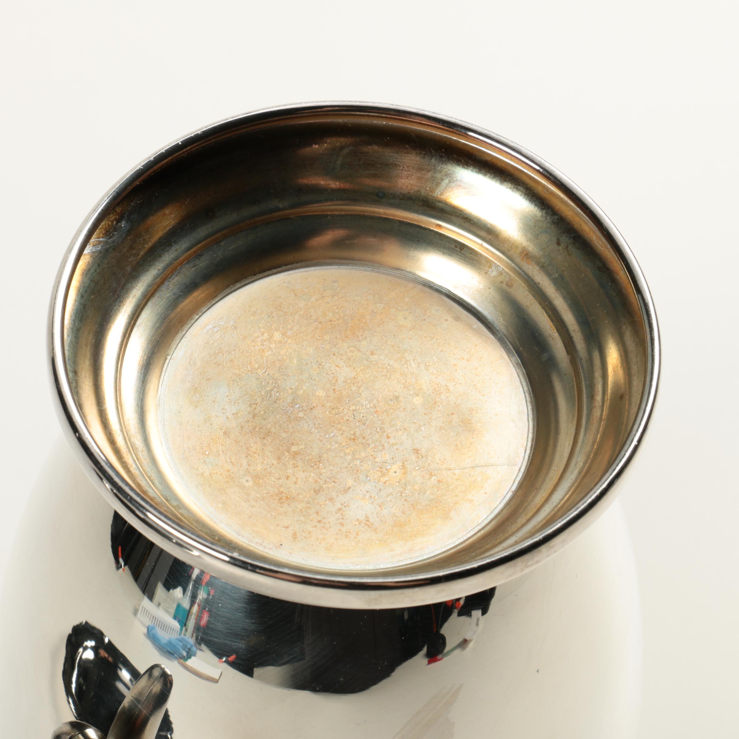 Oneida Silver Plate Water Pitcher and International Silver Co. Tray