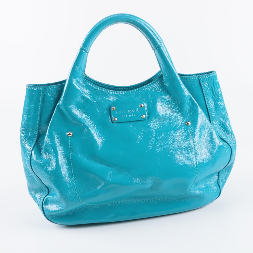 Kate Spade New York Aqua Blue Patent Leather Handbag