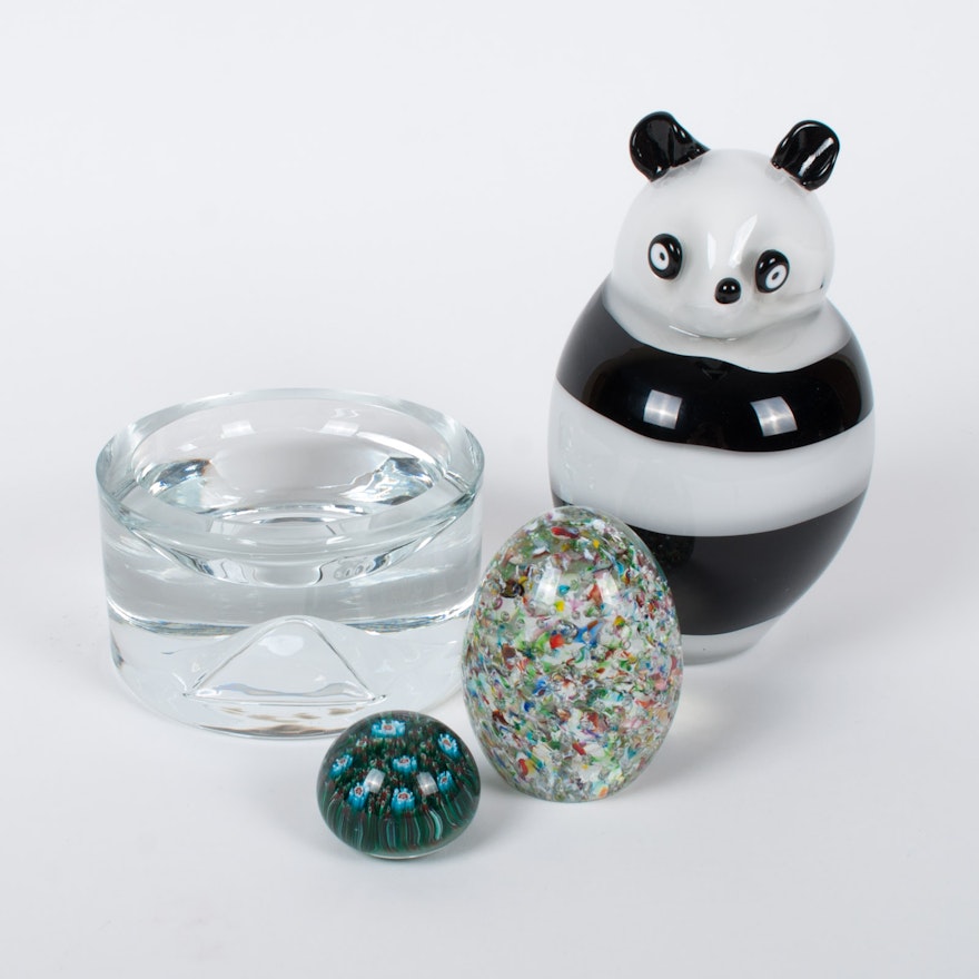 Bisazza Vetro Murano Art Glass Panda and Paperweights