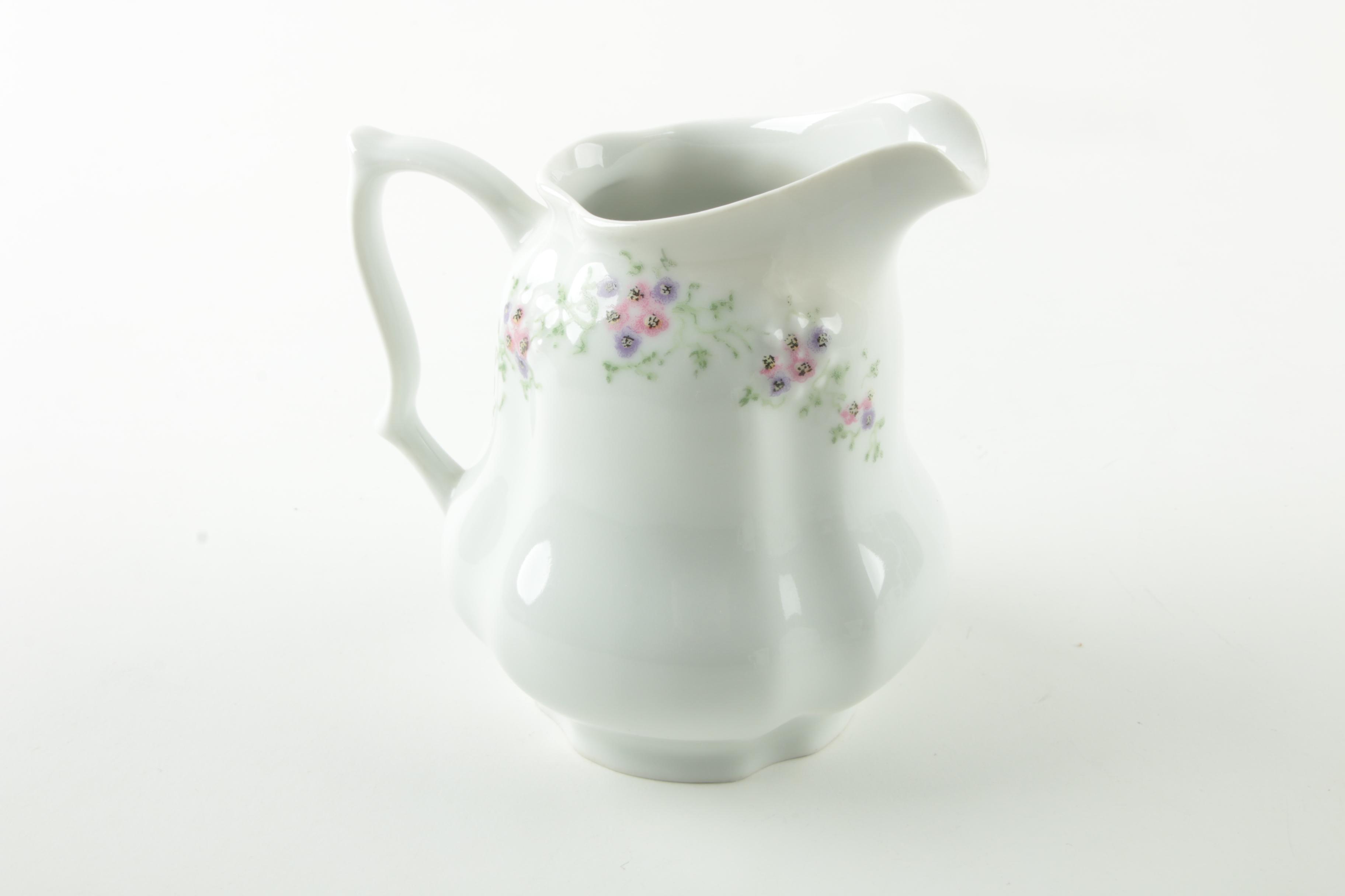 Istanbul Floral Porcelain Saucers, Teacups, and Creamer