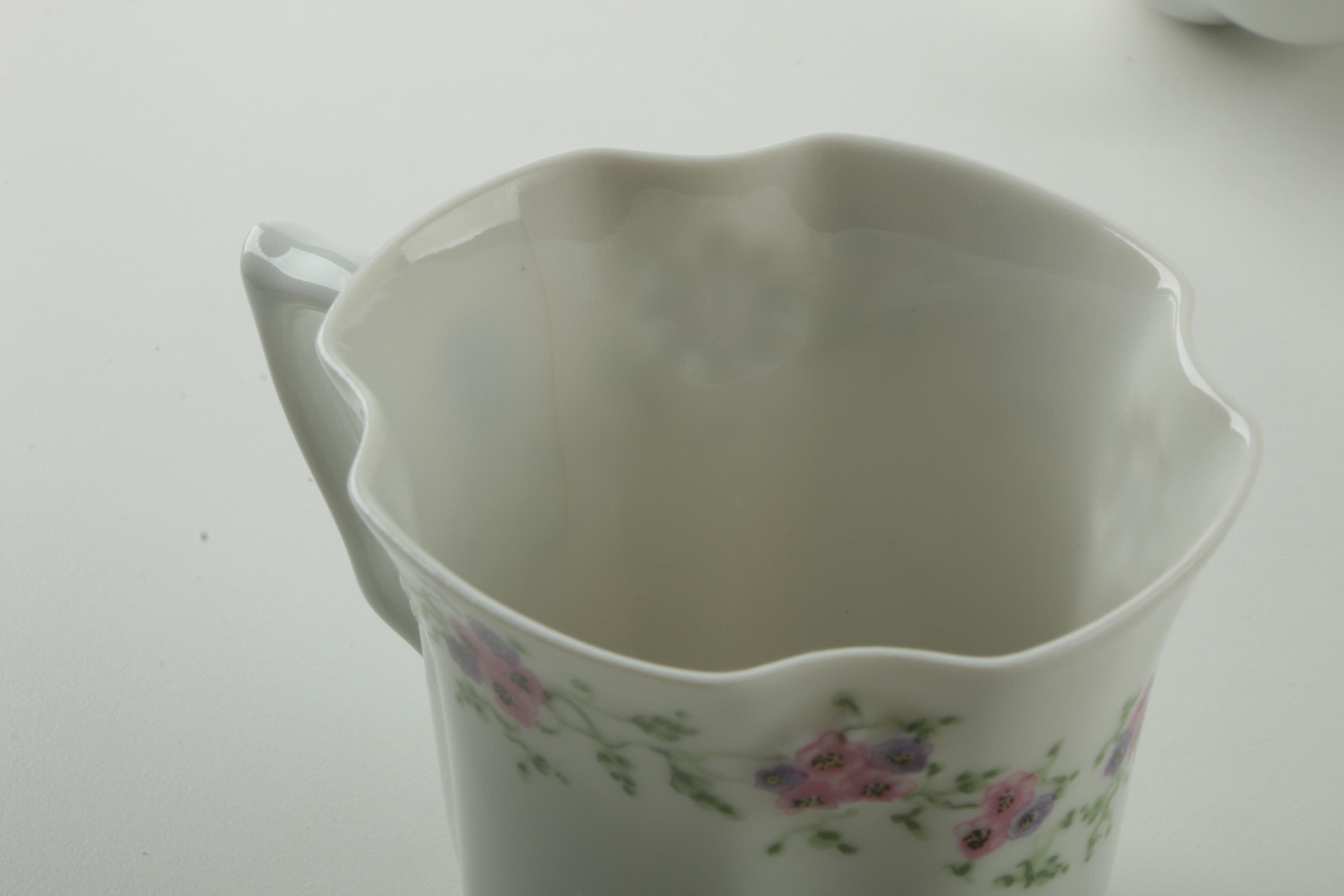 Istanbul Floral Porcelain Saucers, Teacups, and Creamer