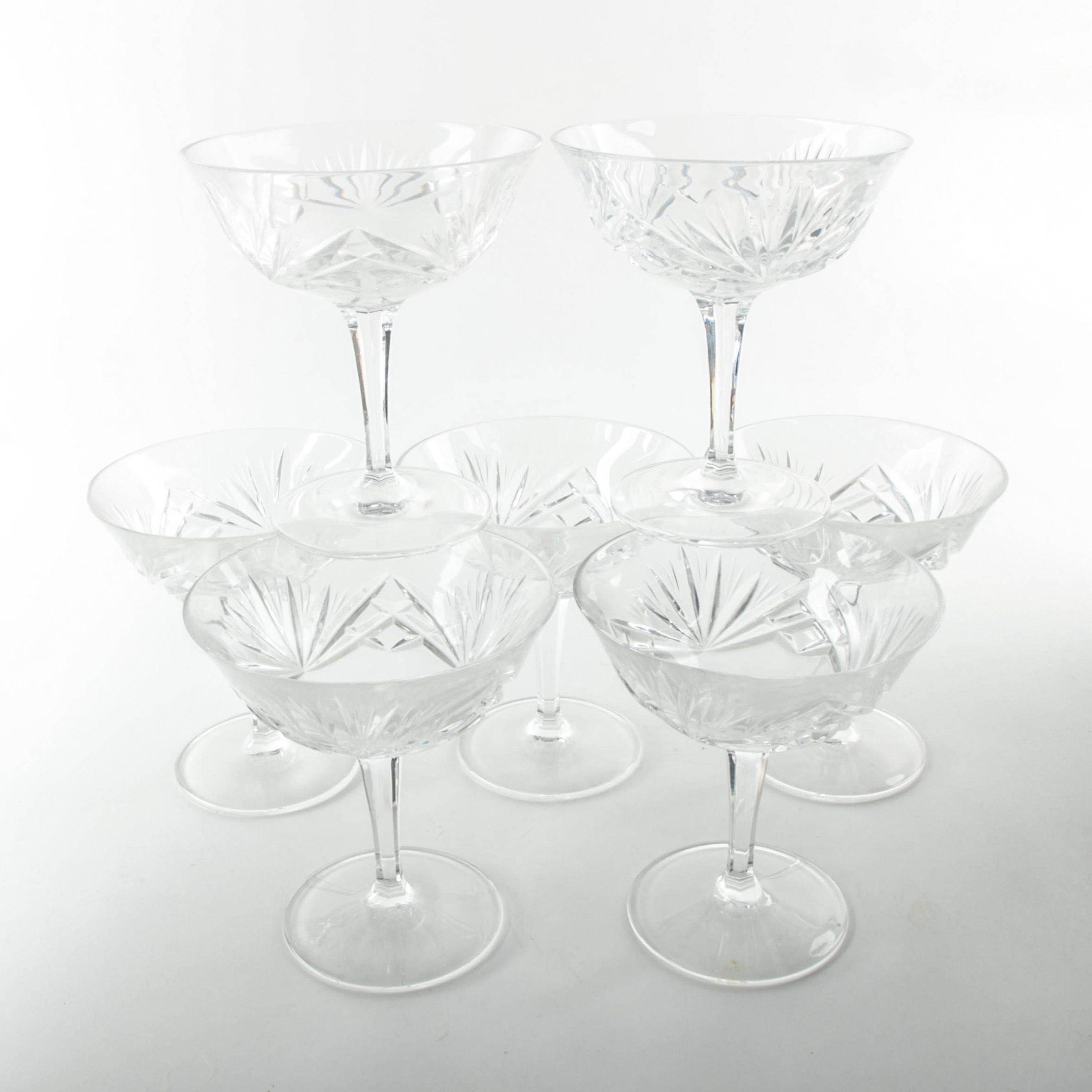 Gorham "Cherrywood" Clear Crystal Champagne Coupes