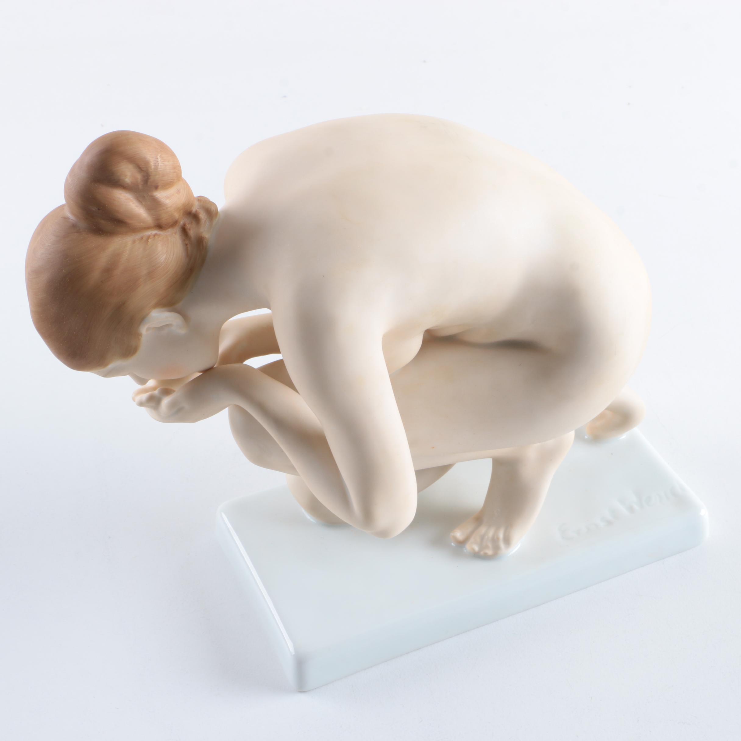 Rosenthal "Drinking Maiden" Nude Porcelain Figurine by Ernest Wenck