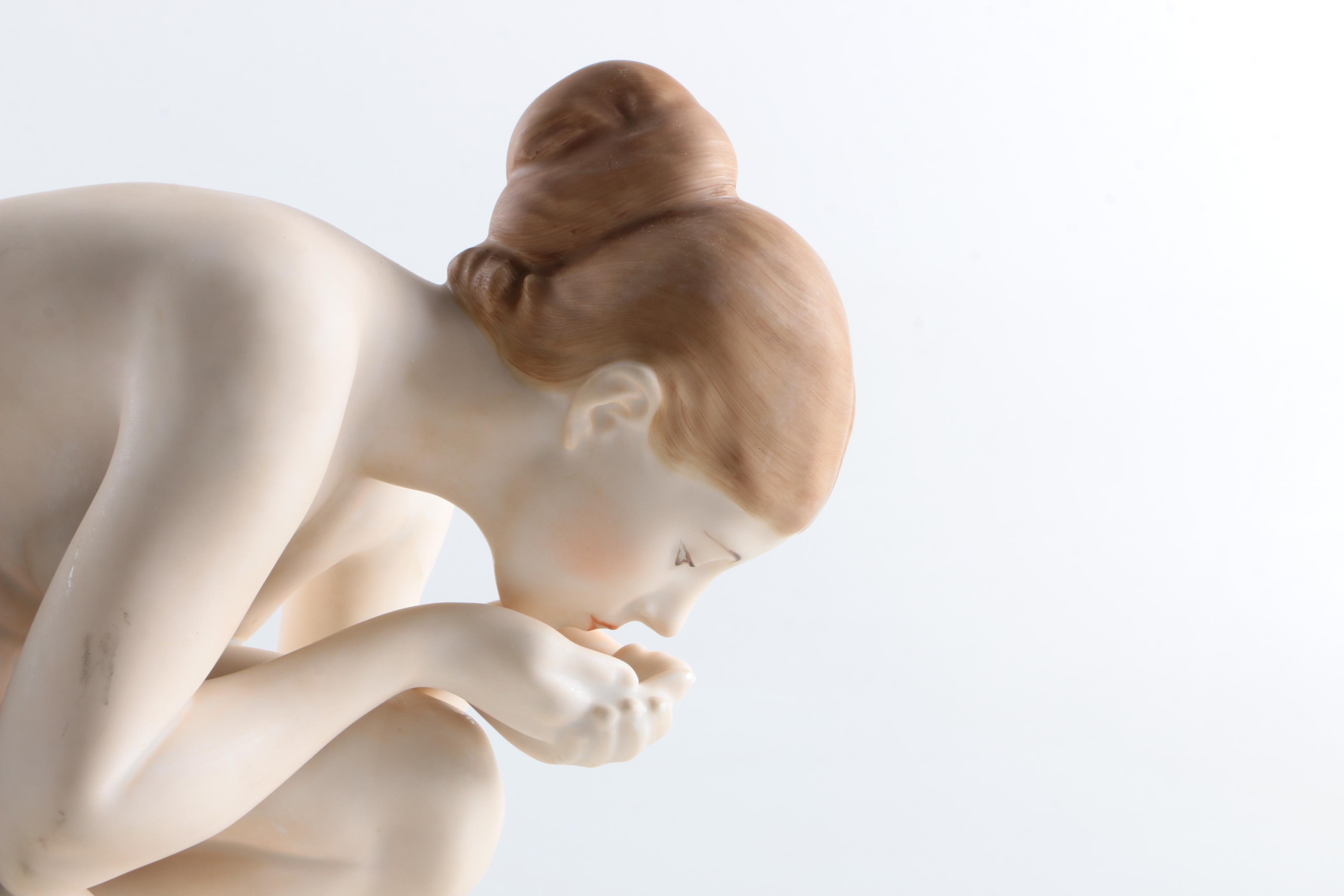 Rosenthal "Drinking Maiden" Nude Porcelain Figurine by Ernest Wenck