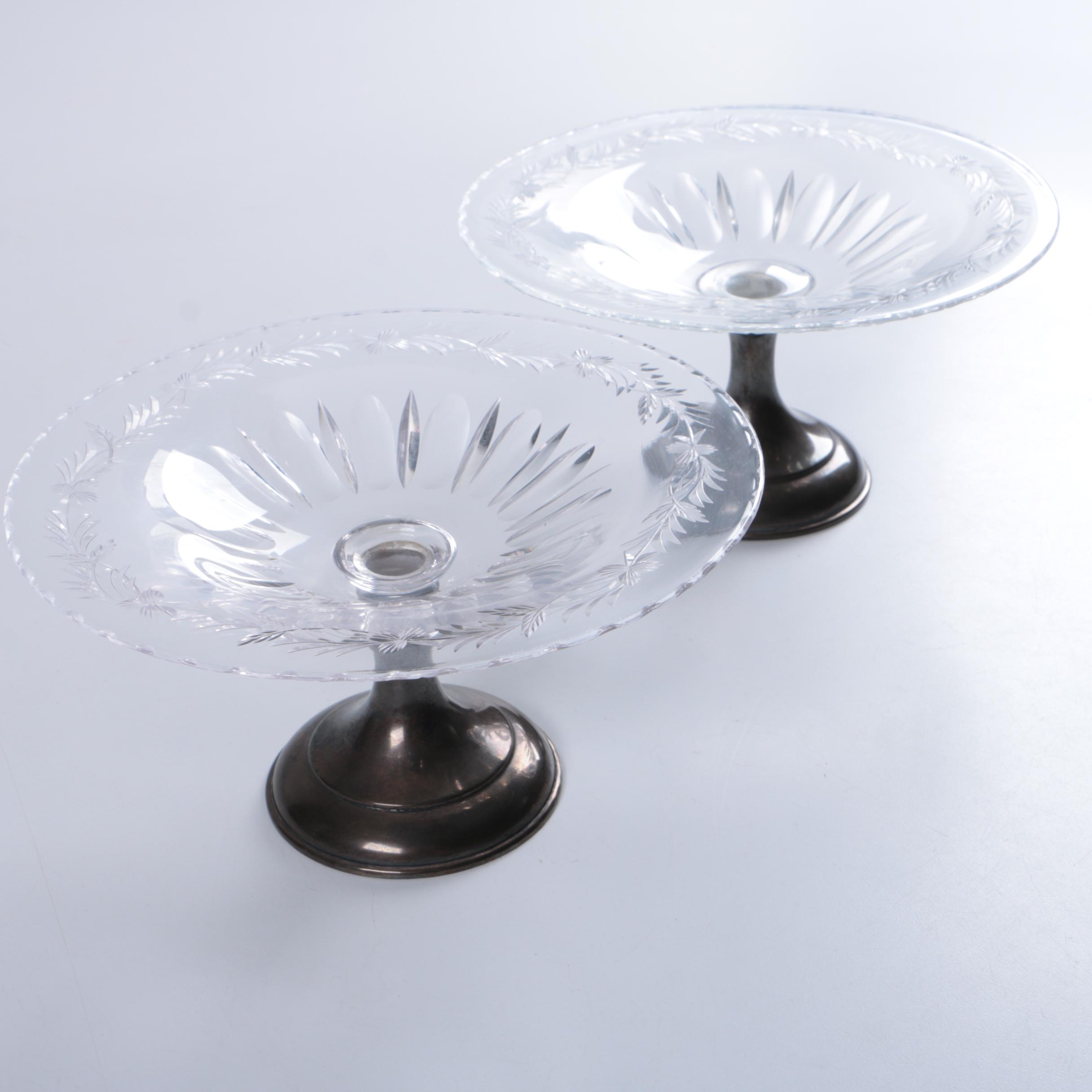 Sterling Silver and Cut Glass Compotes