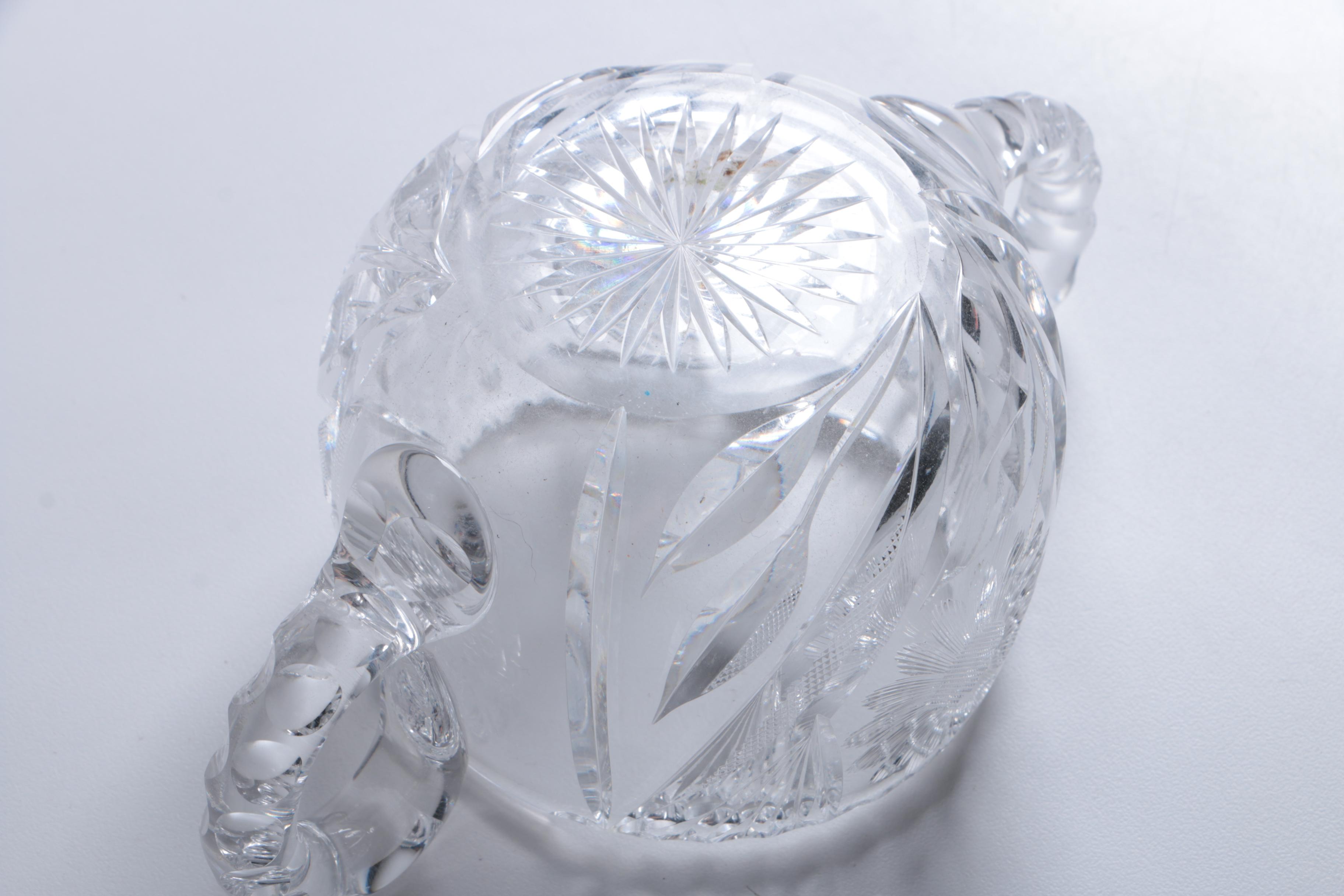 American Brilliant Period Cut Glass Creamer and Sugar Bowl