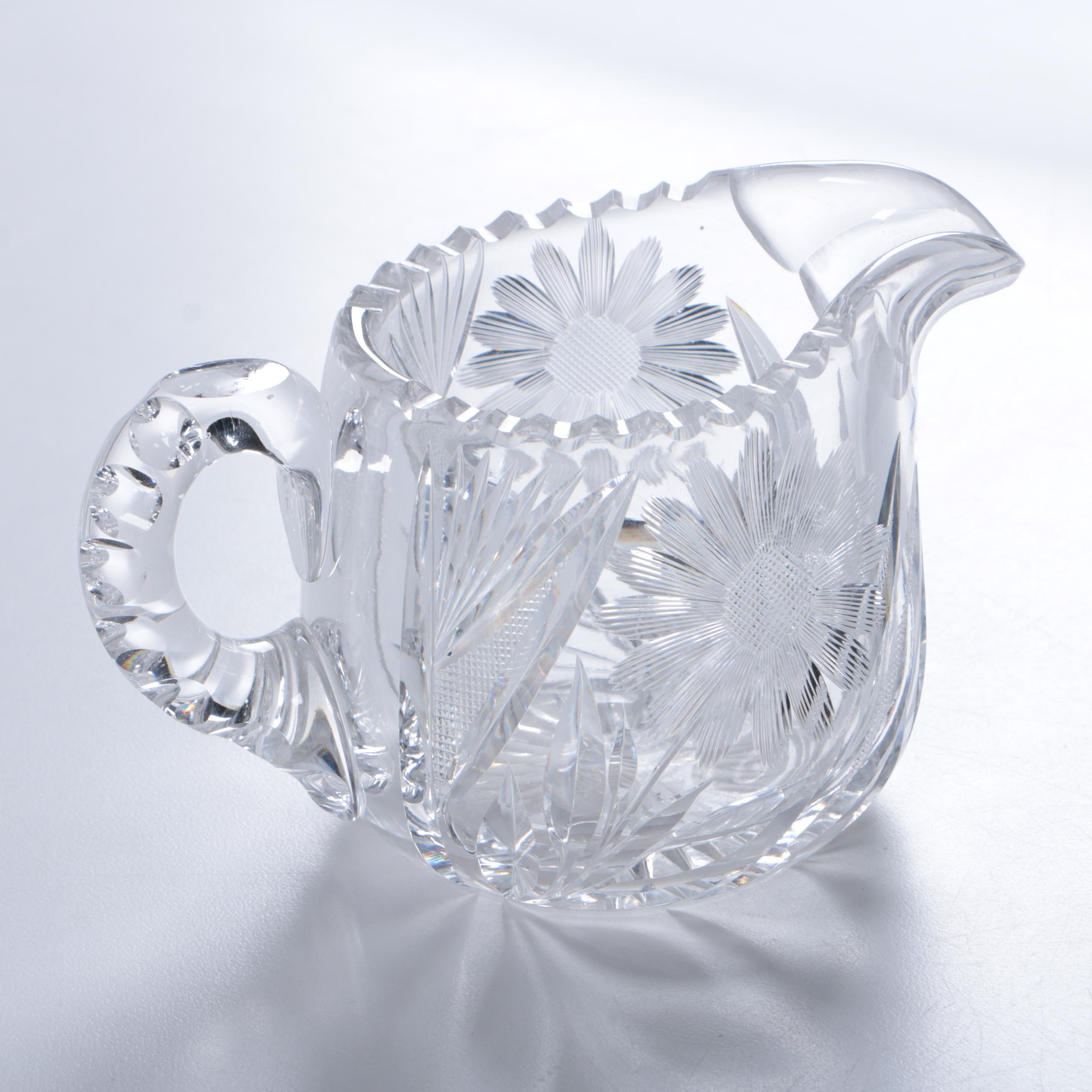 American Brilliant Period Cut Glass Creamer and Sugar Bowl