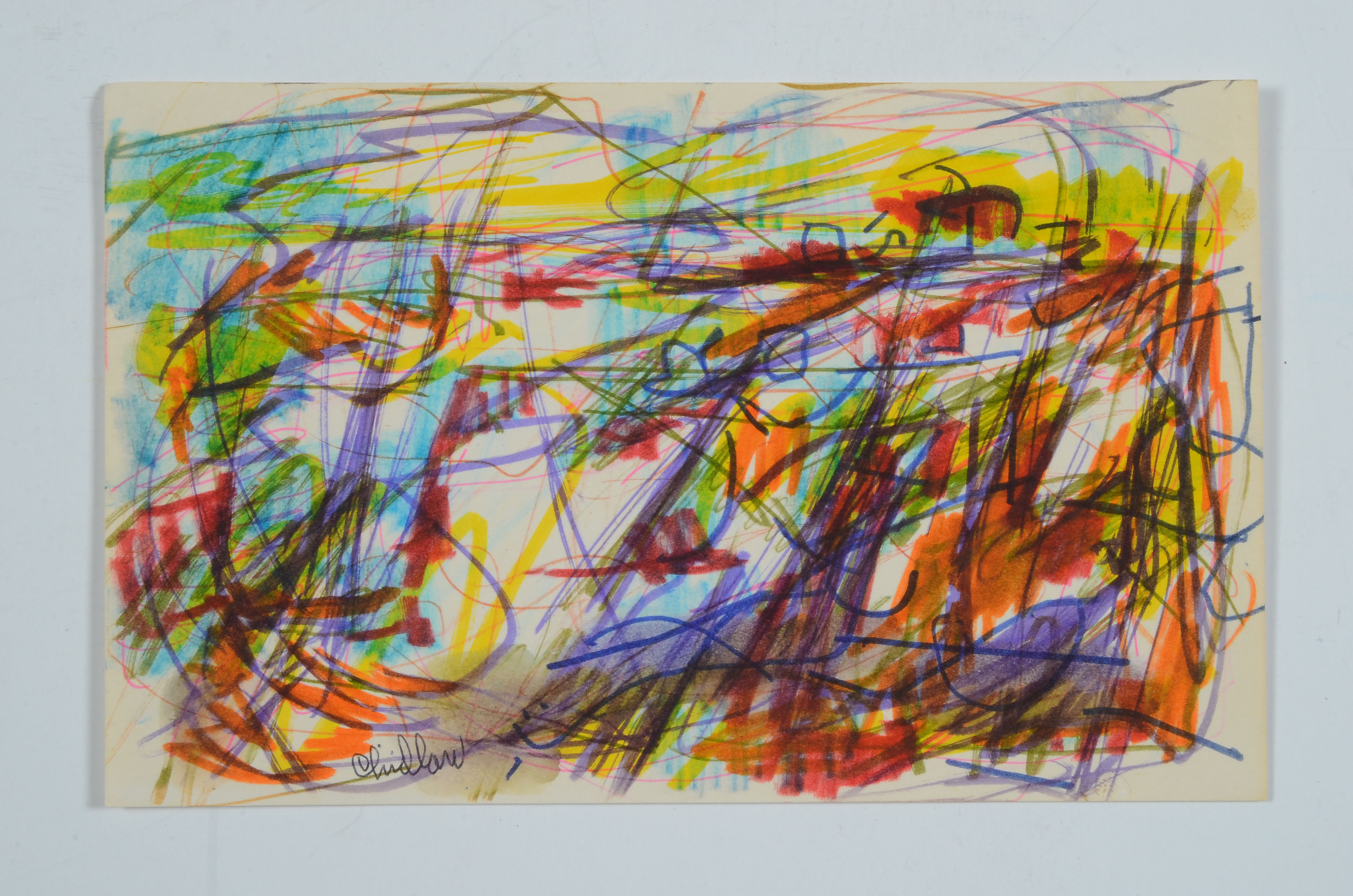 Seven Paul Chidlaw Abstract Expressionist Mixed Media Drawings