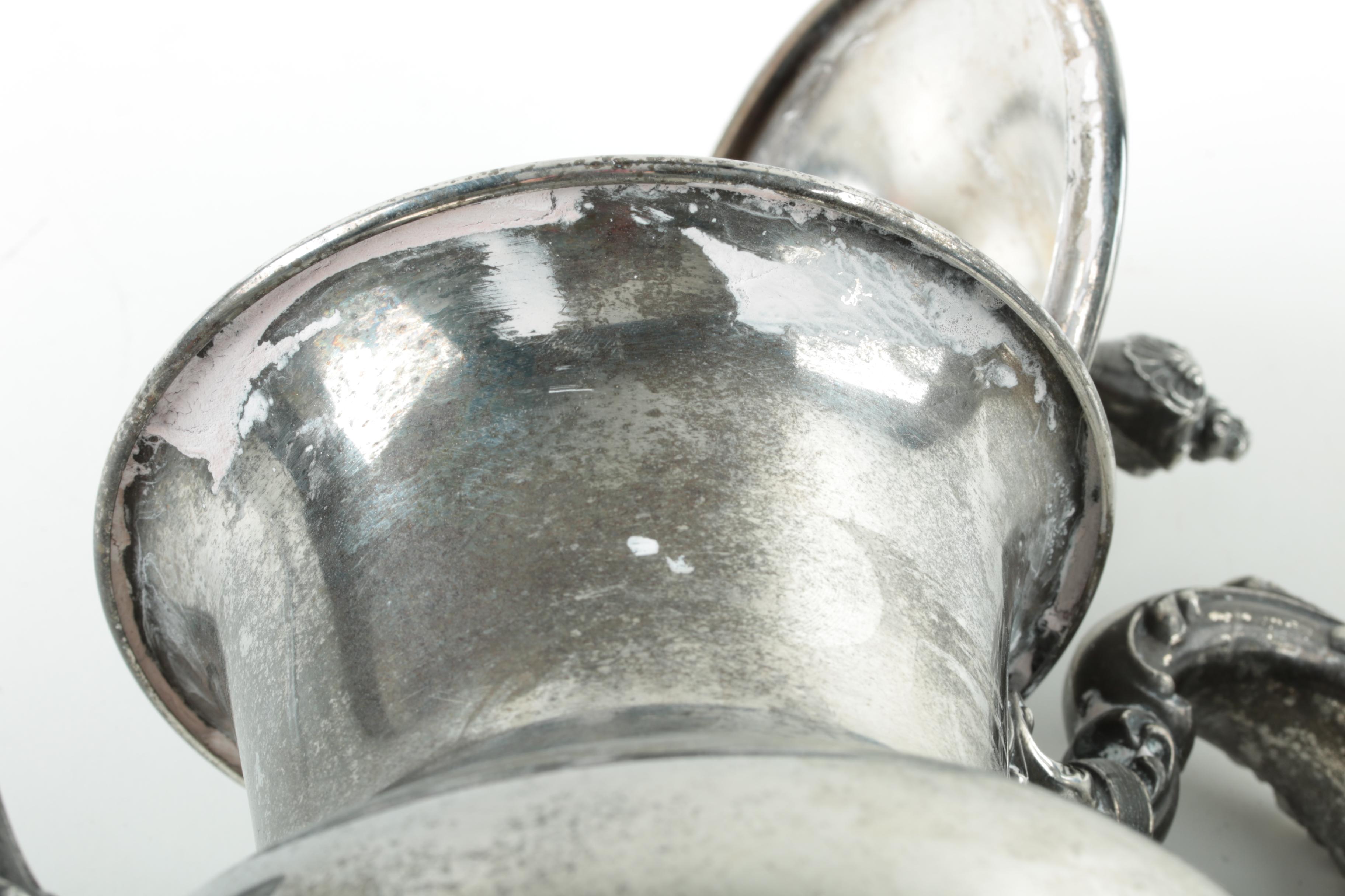 Poole Silver Plate Coffee and Teapot with Empire Mfg. Co. Sugar and Creamer Set