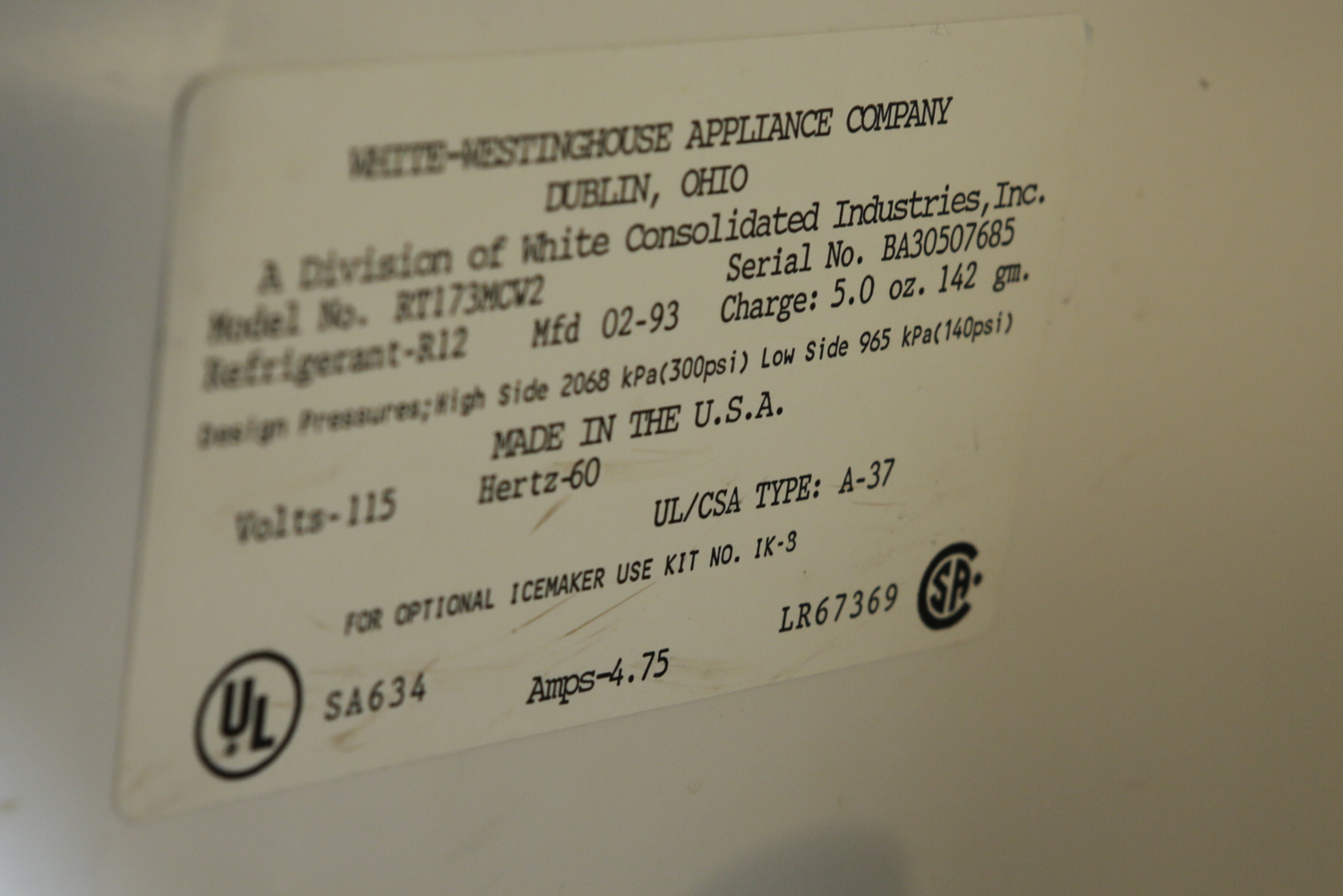 White-Westinghouse Refrigerator