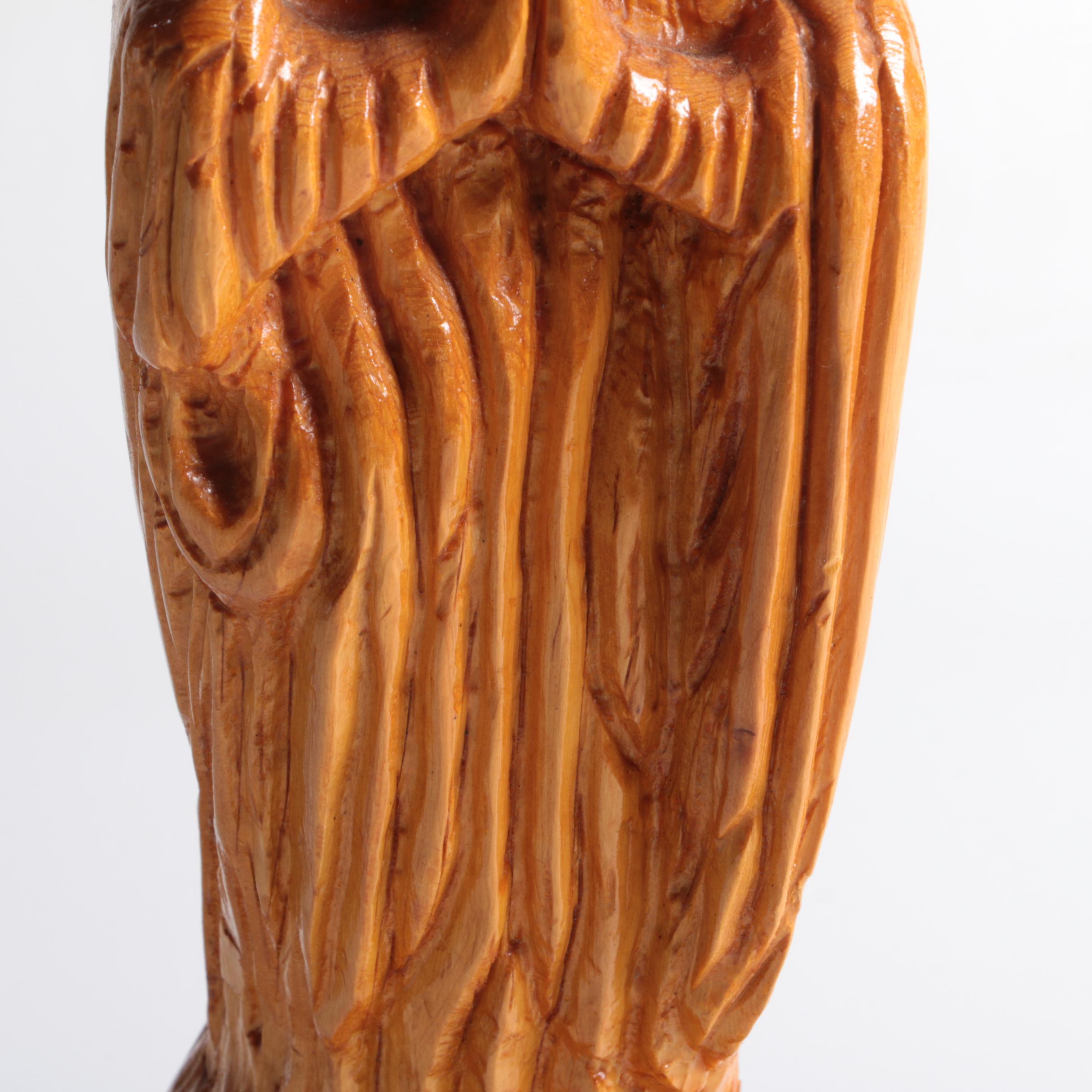 Carved Wood Sculpture of Praying Figure