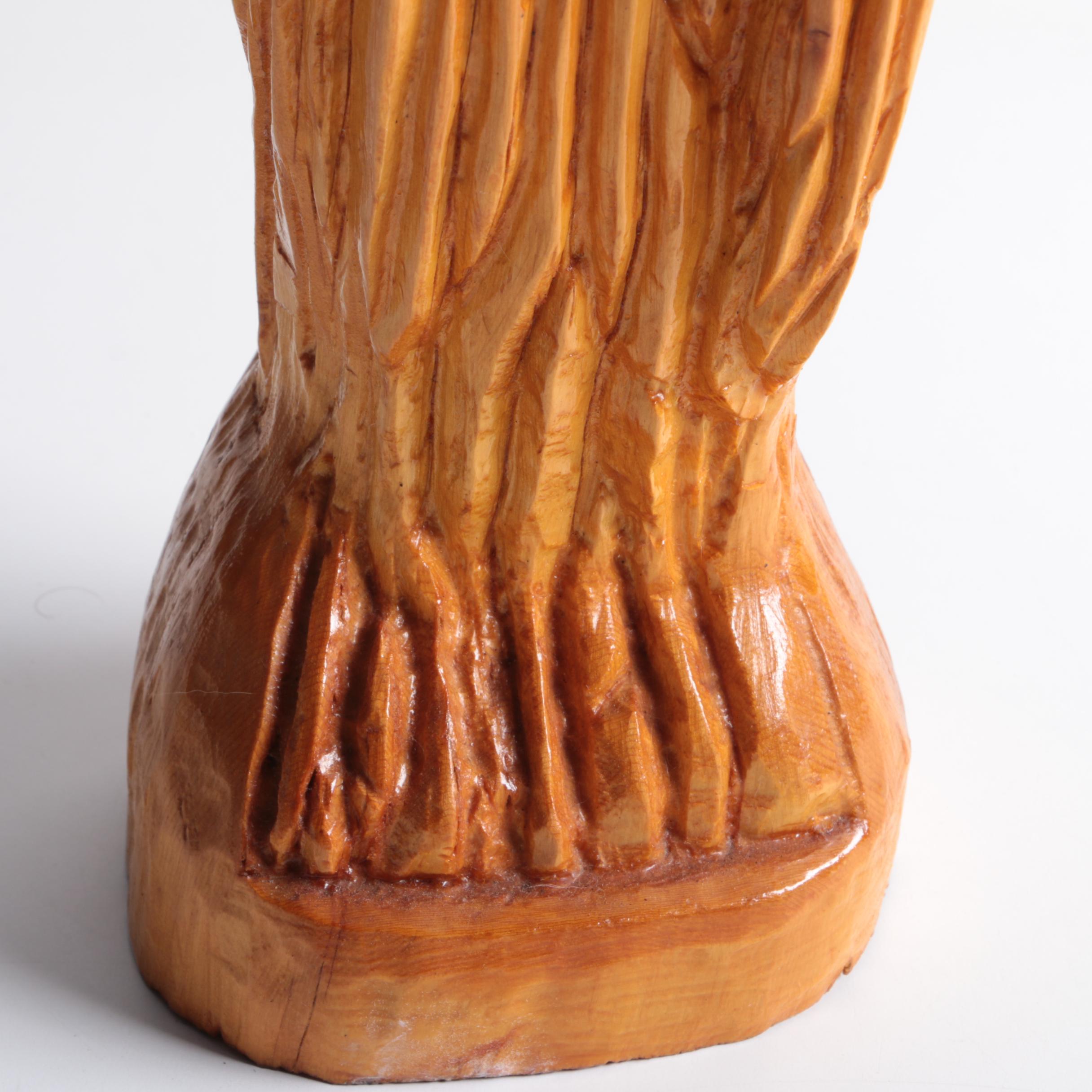 Carved Wood Sculpture of Praying Figure