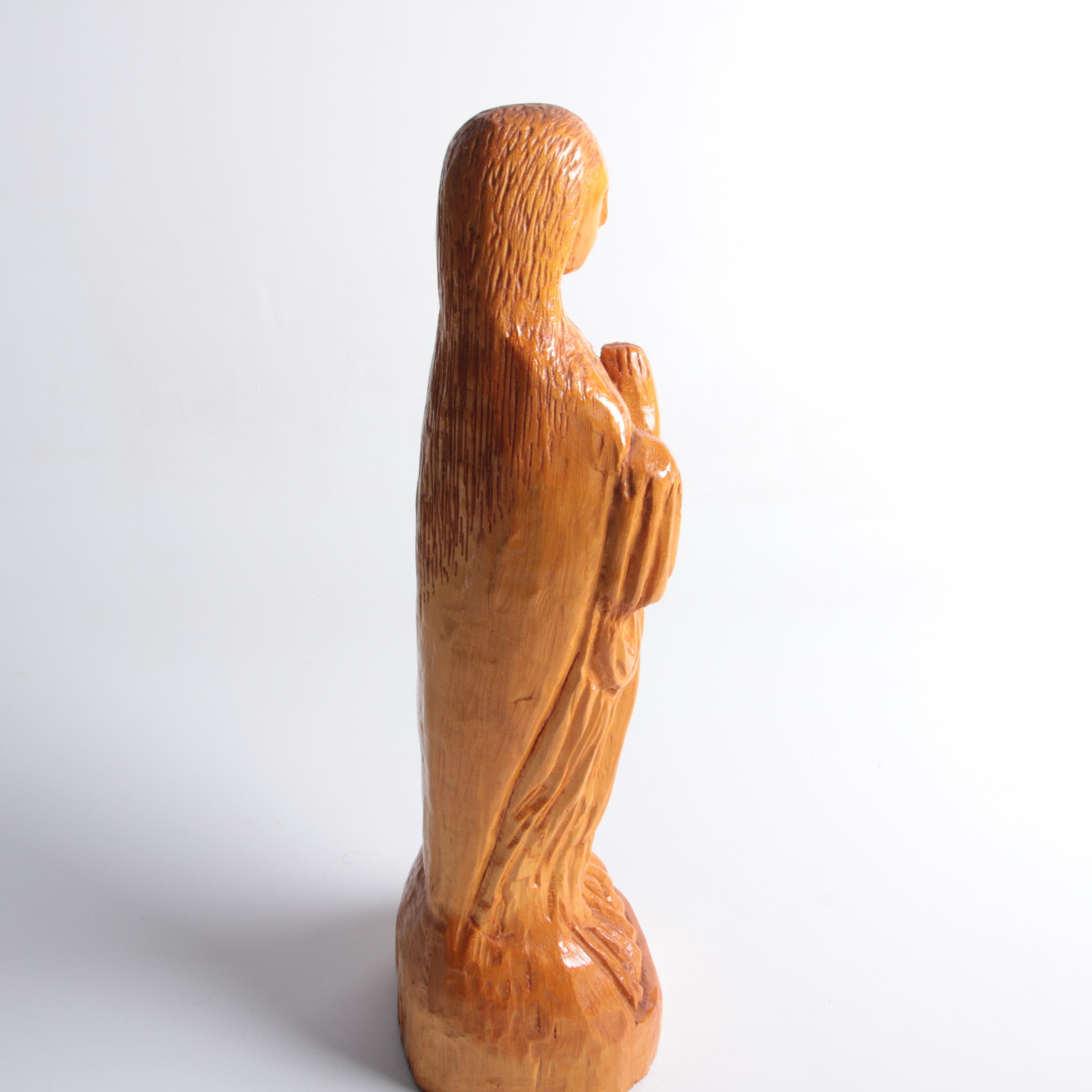 Carved Wood Sculpture of Praying Figure
