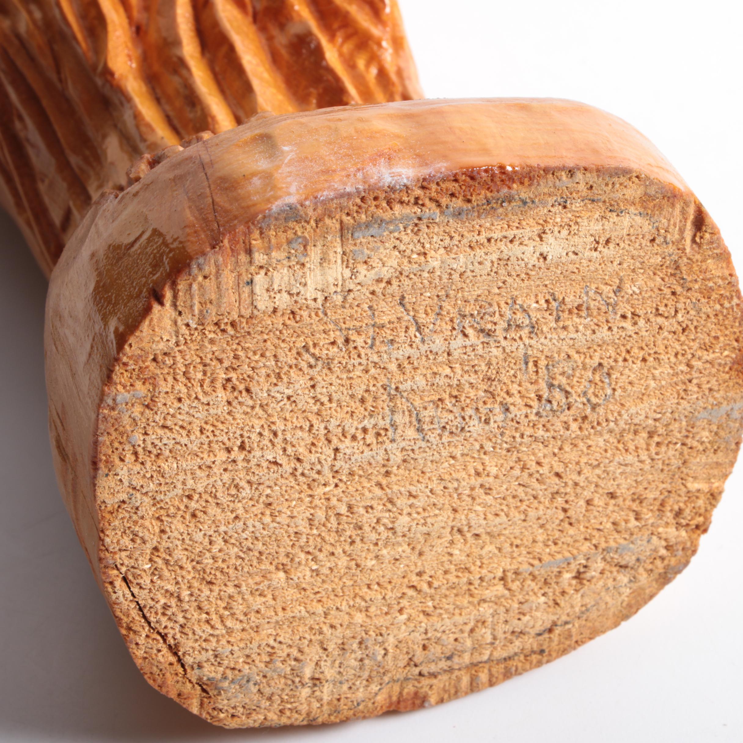 Carved Wood Sculpture of Praying Figure