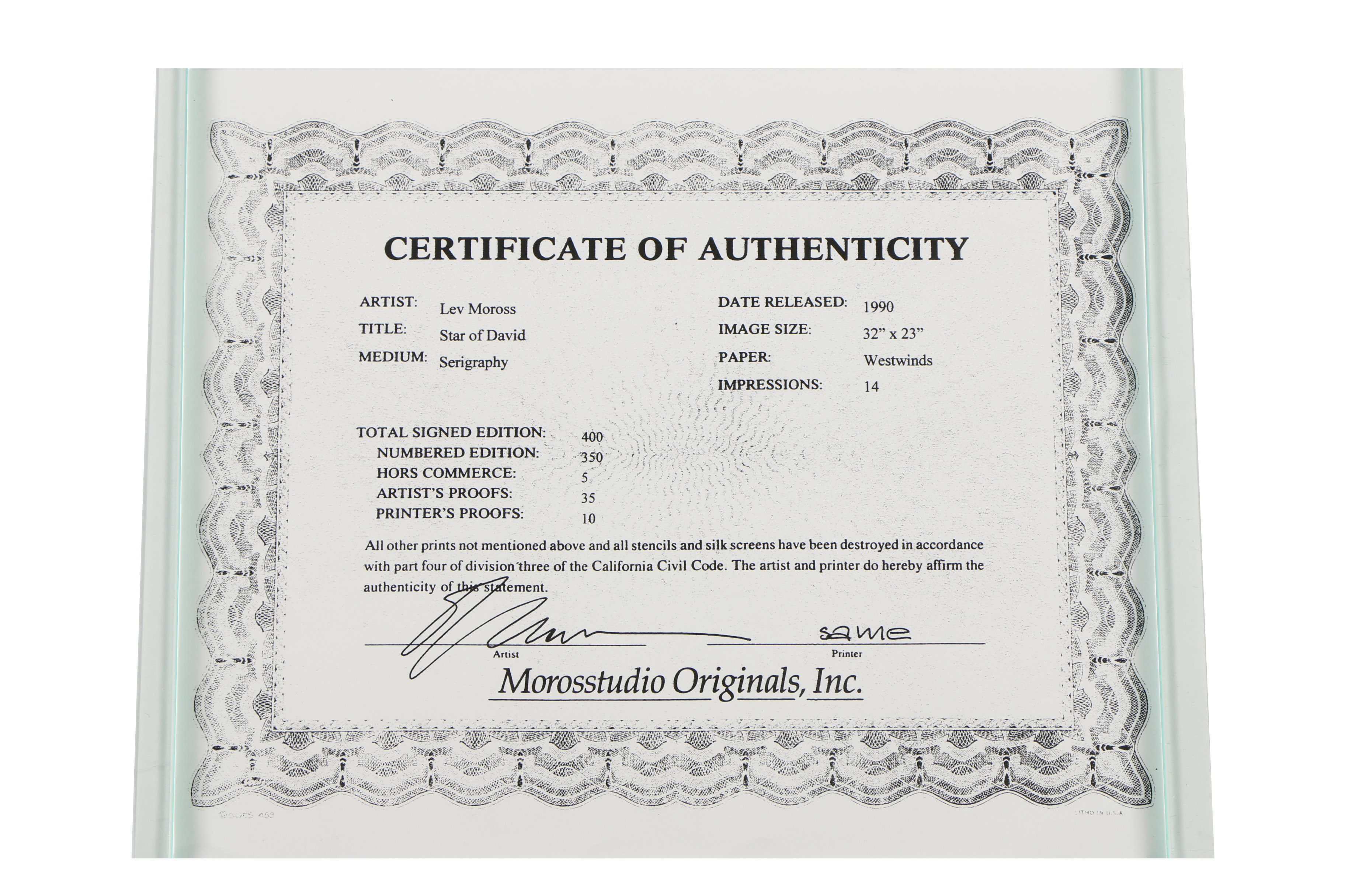 Lev Moross Serigraph "Star of David"