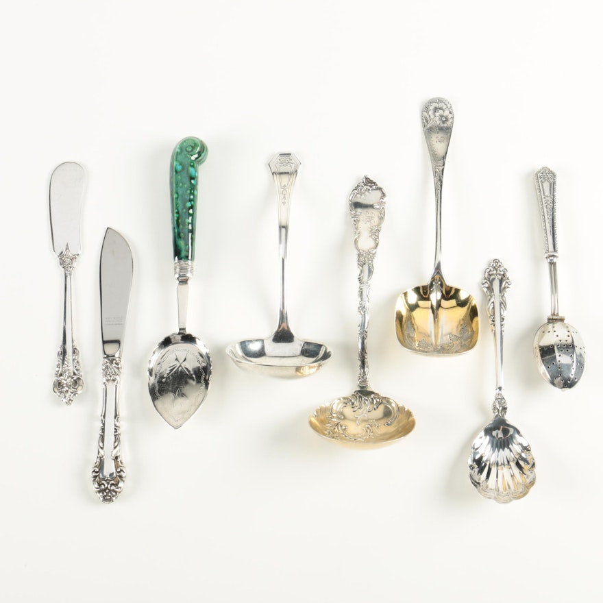 Wallace "Grande Baroque" Sterling Butter Spreader and Other Sterling Flatware