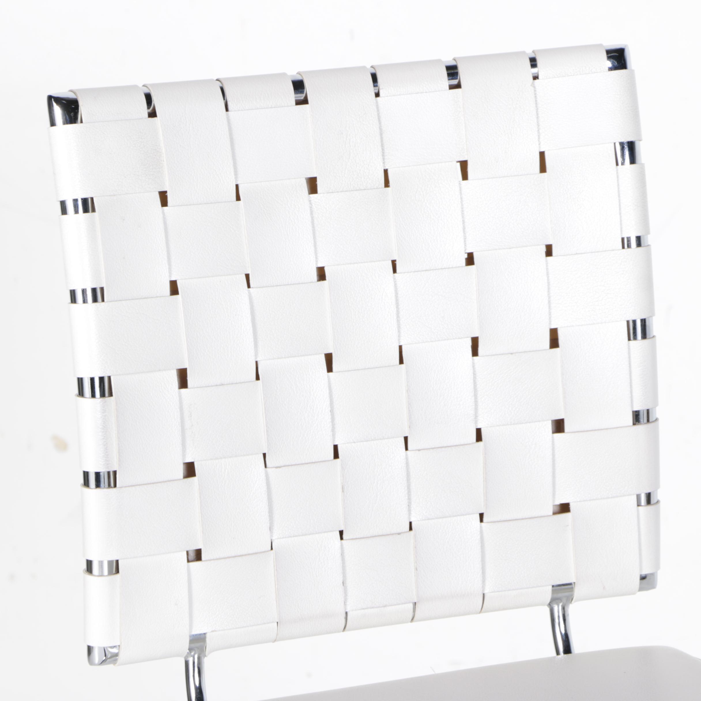 Three Modern Style White Barstools