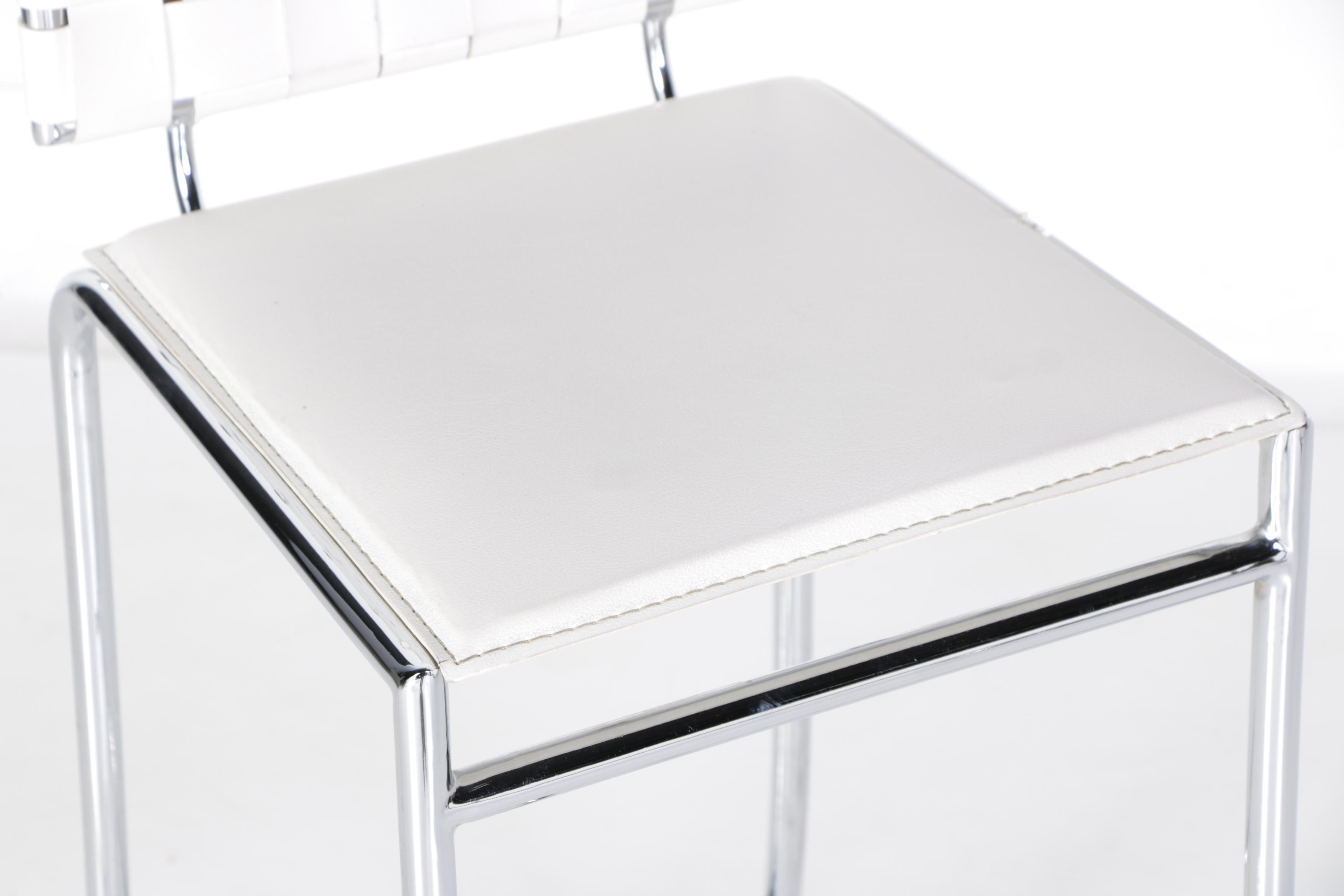 Three Modern Style White Barstools