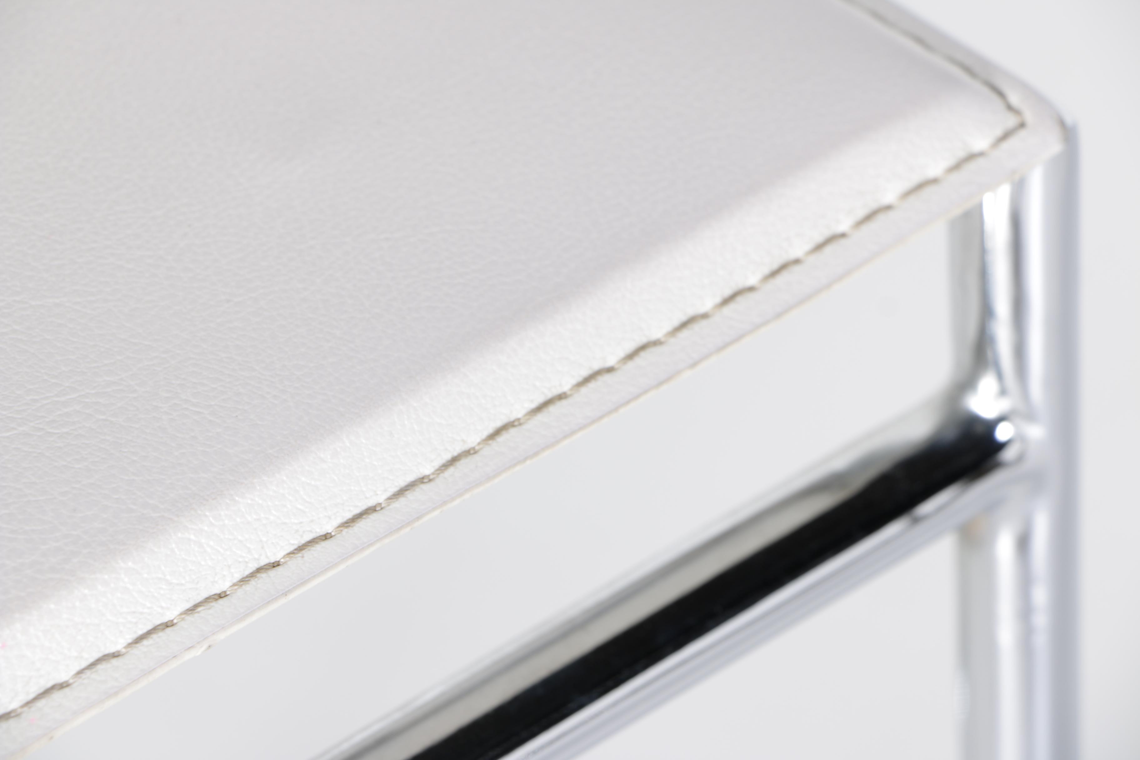 Three Modern Style White Barstools