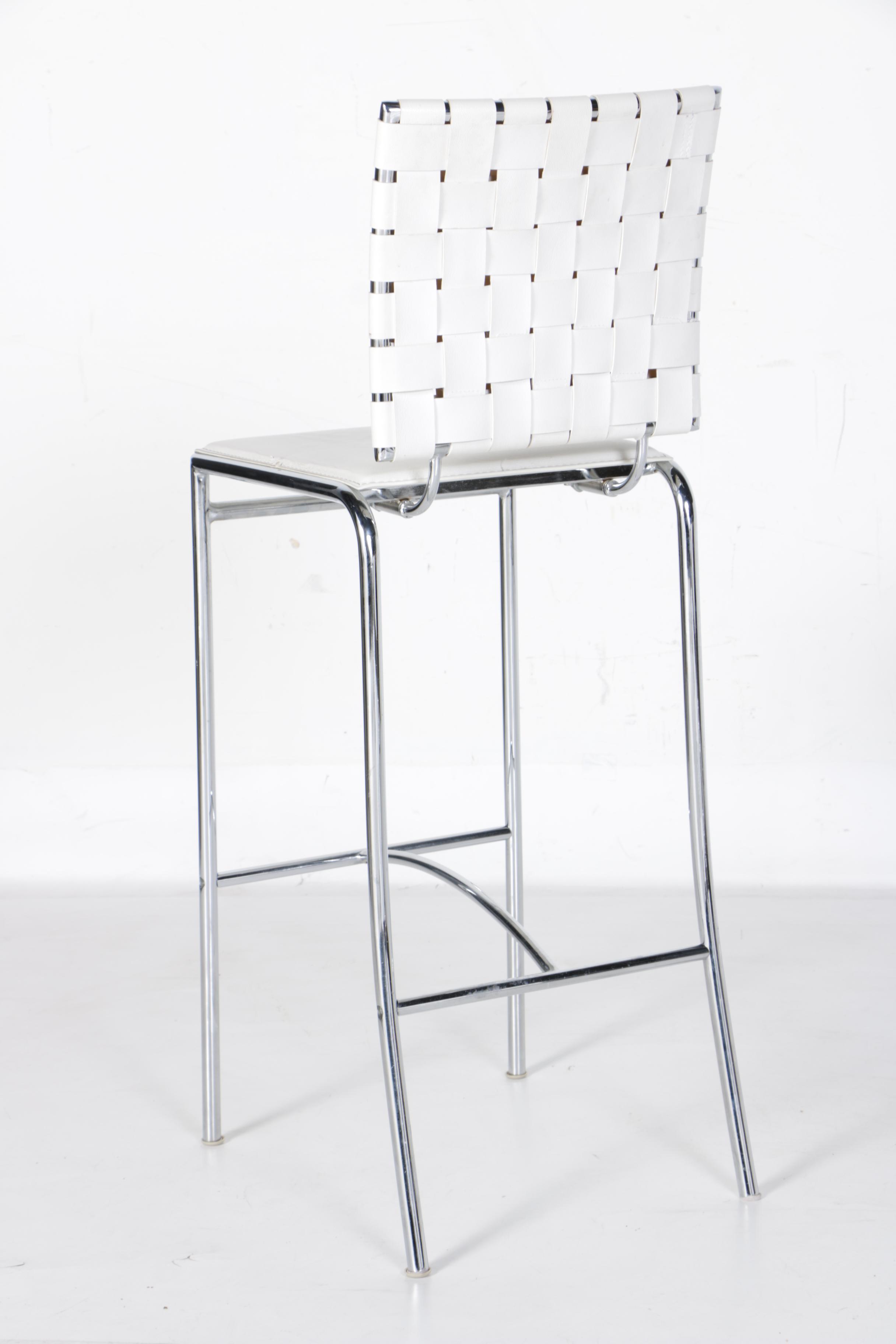 Three Modern Style White Barstools