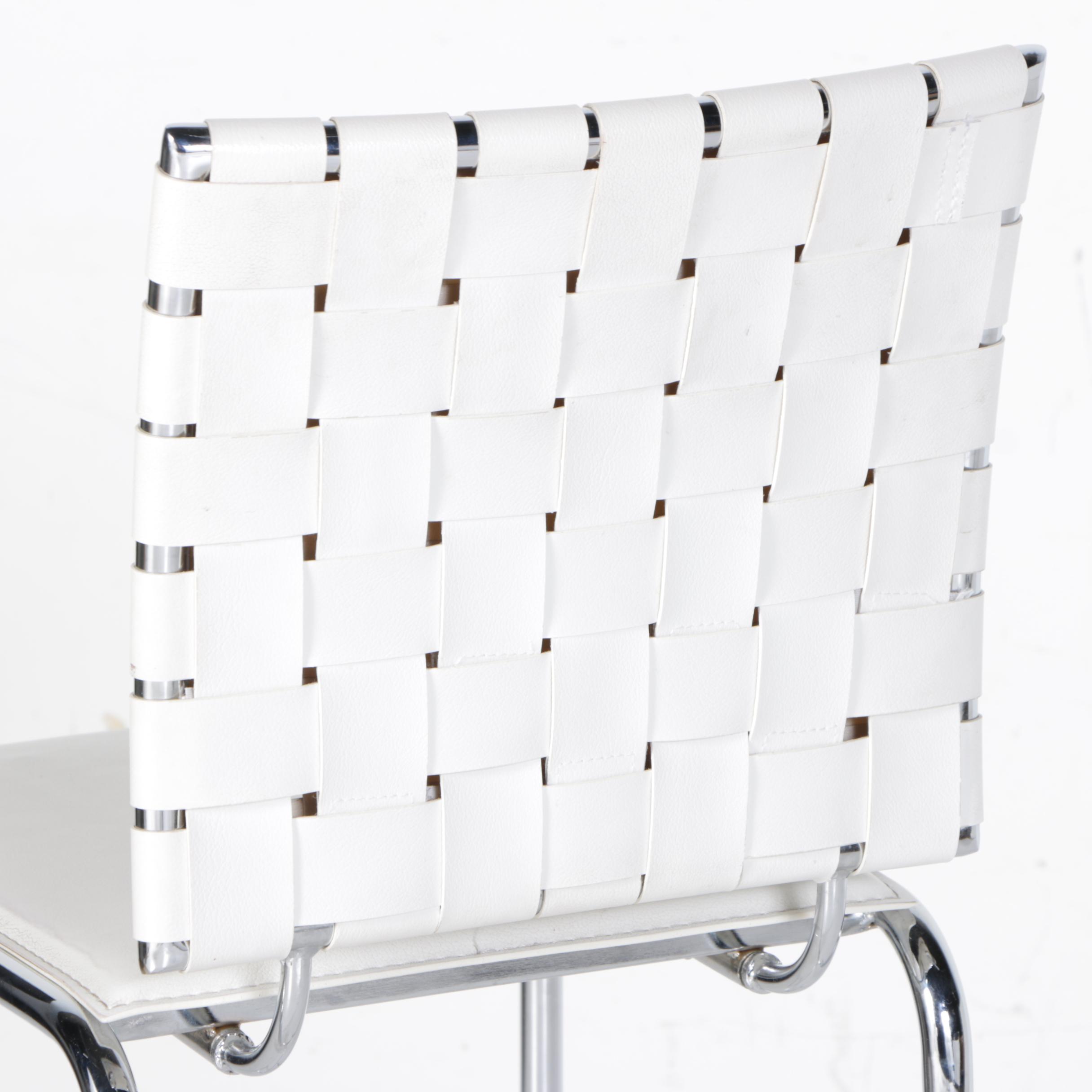 Three Modern Style White Barstools