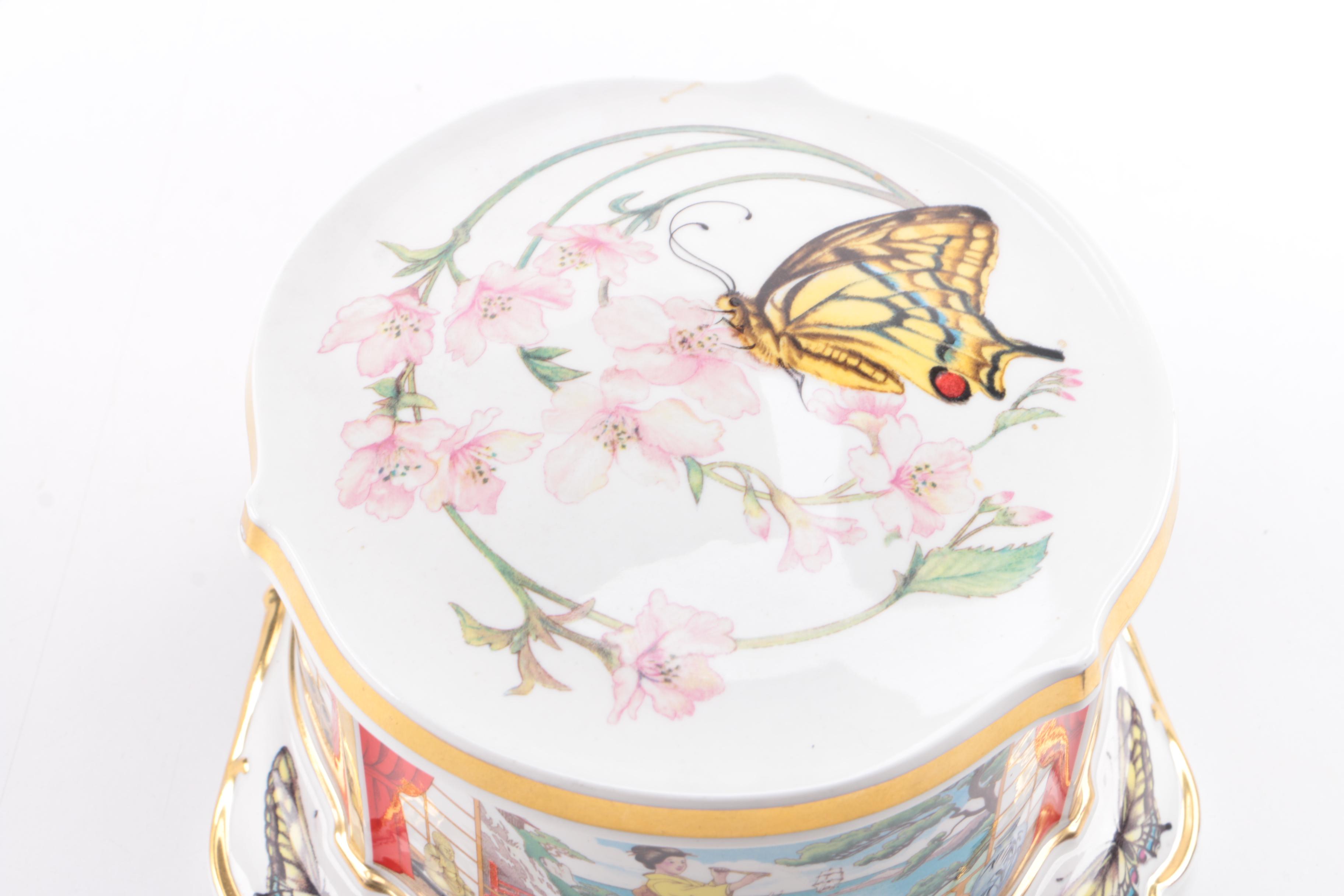 Vintage La Scala de Milano "Madame Butterfly" Hand-Painted Porcelain Music Box