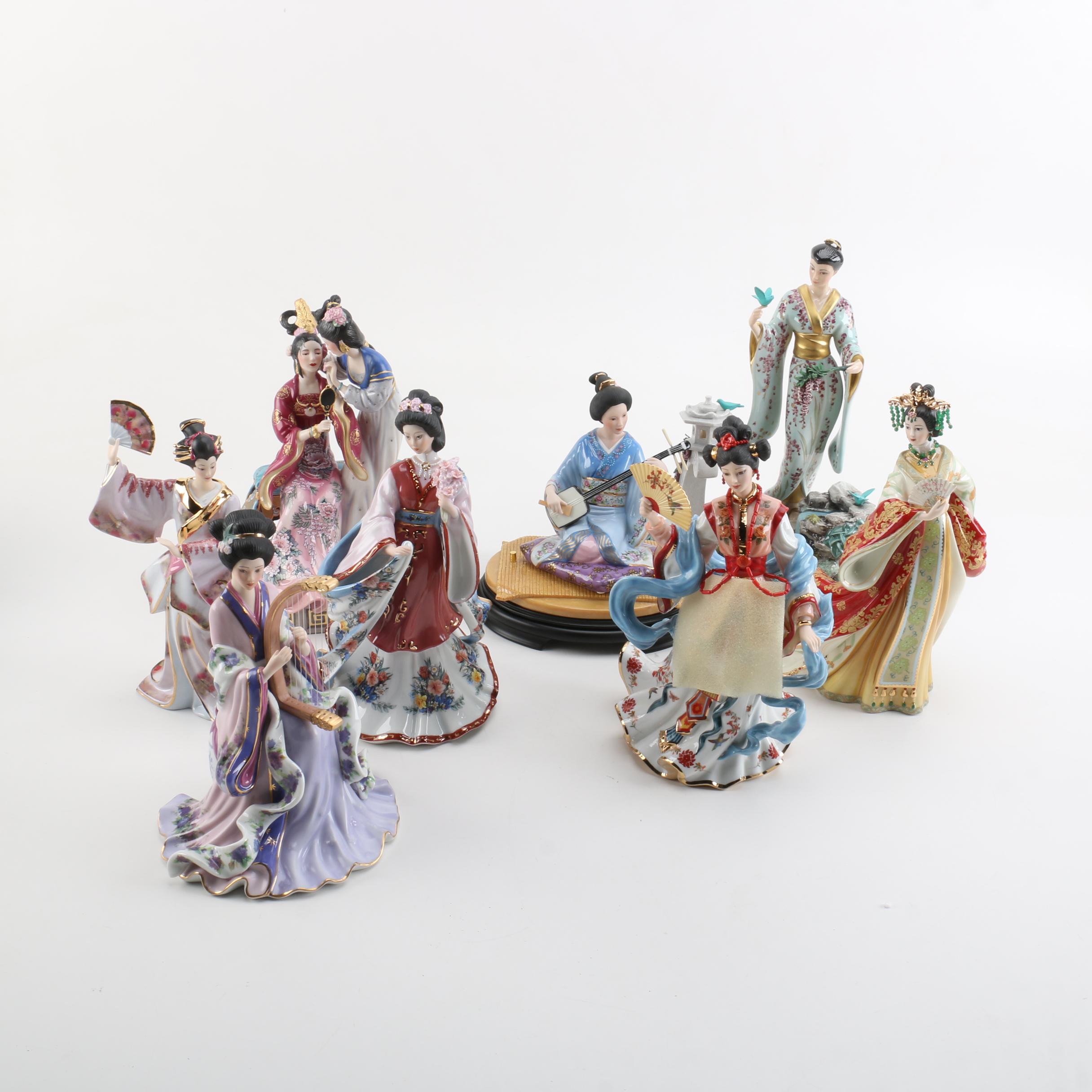 Selection of Porcelain Figurines Including Lena Liu for The Danbury Mint