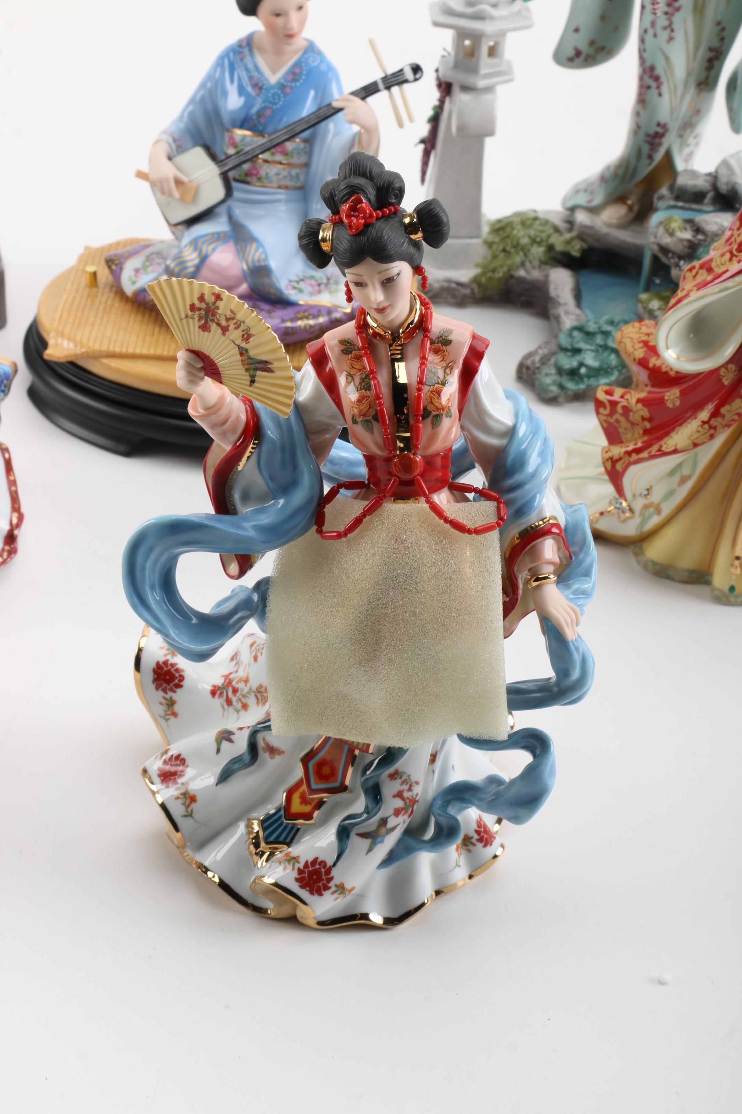 Selection of Porcelain Figurines Including Lena Liu for The Danbury Mint