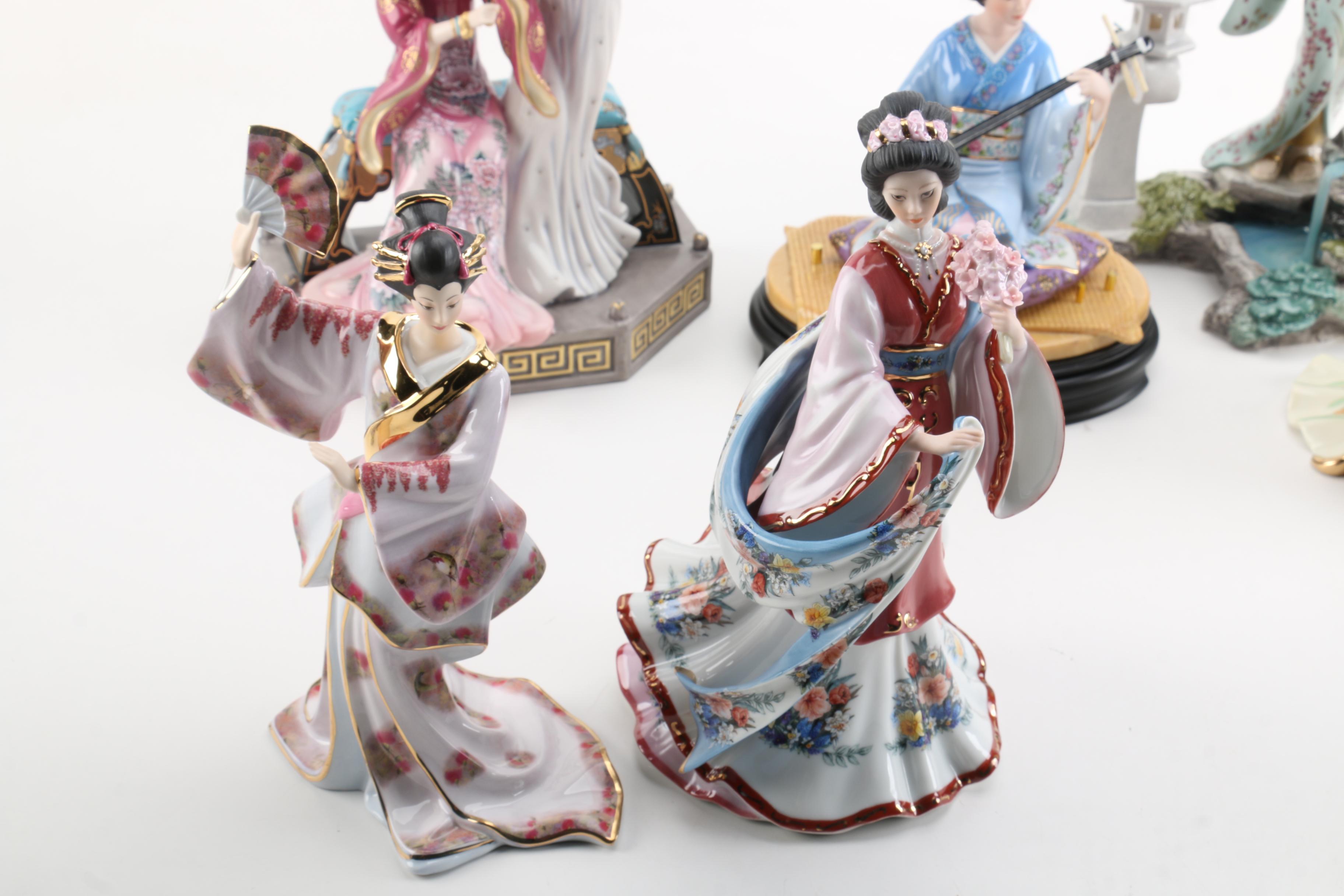 Selection of Porcelain Figurines Including Lena Liu for The Danbury Mint