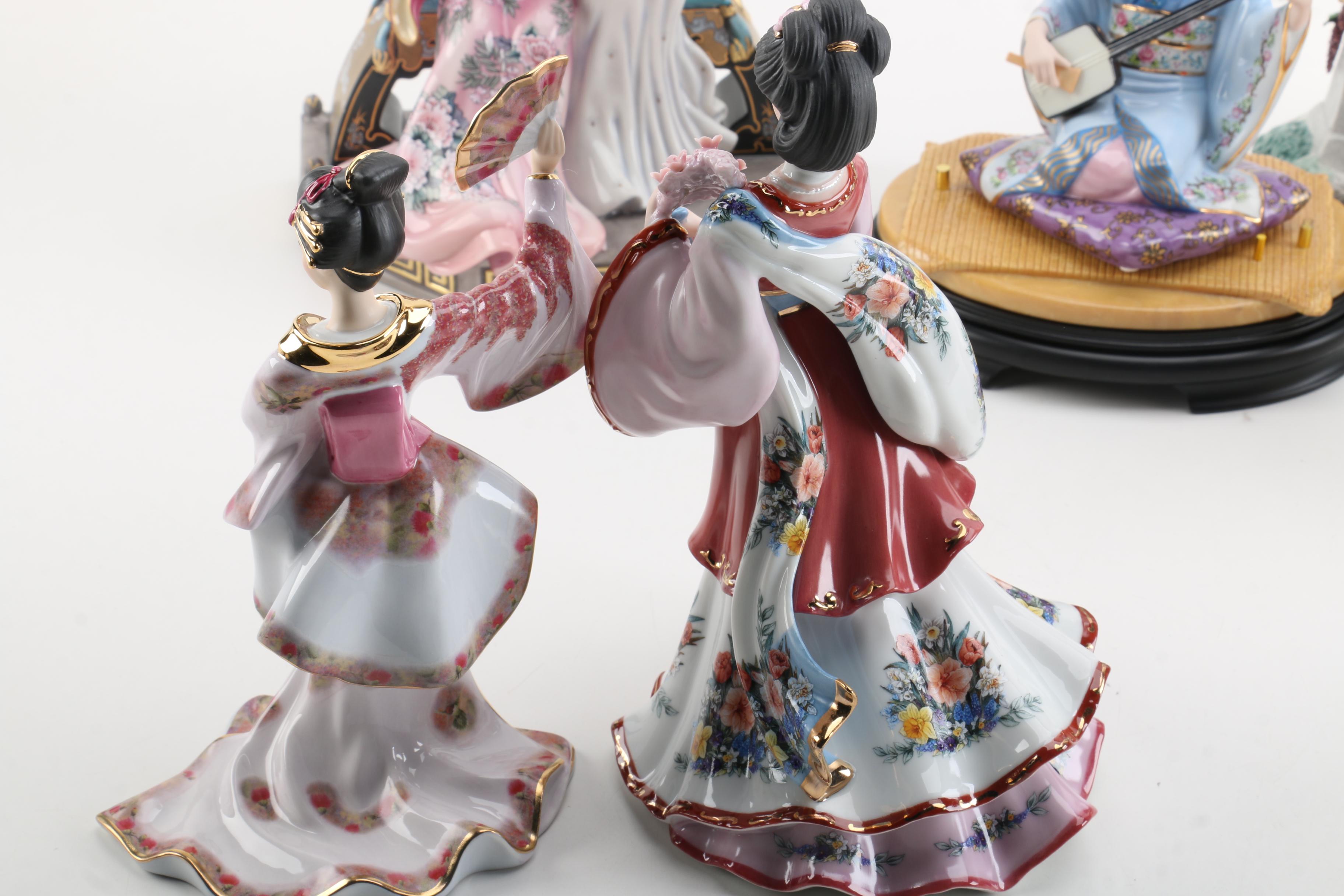 Selection of Porcelain Figurines Including Lena Liu for The Danbury Mint