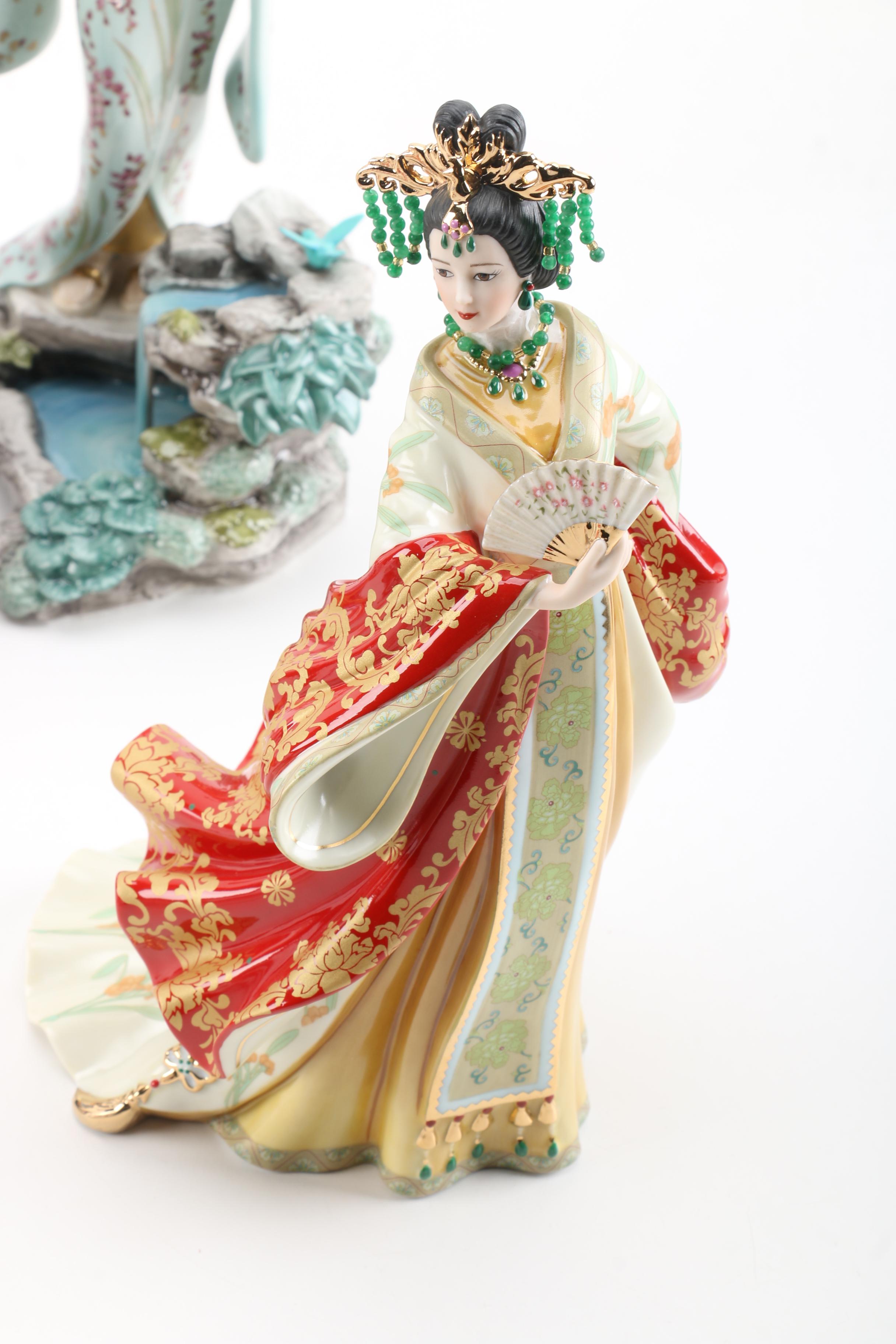 Selection of Porcelain Figurines Including Lena Liu for The Danbury Mint