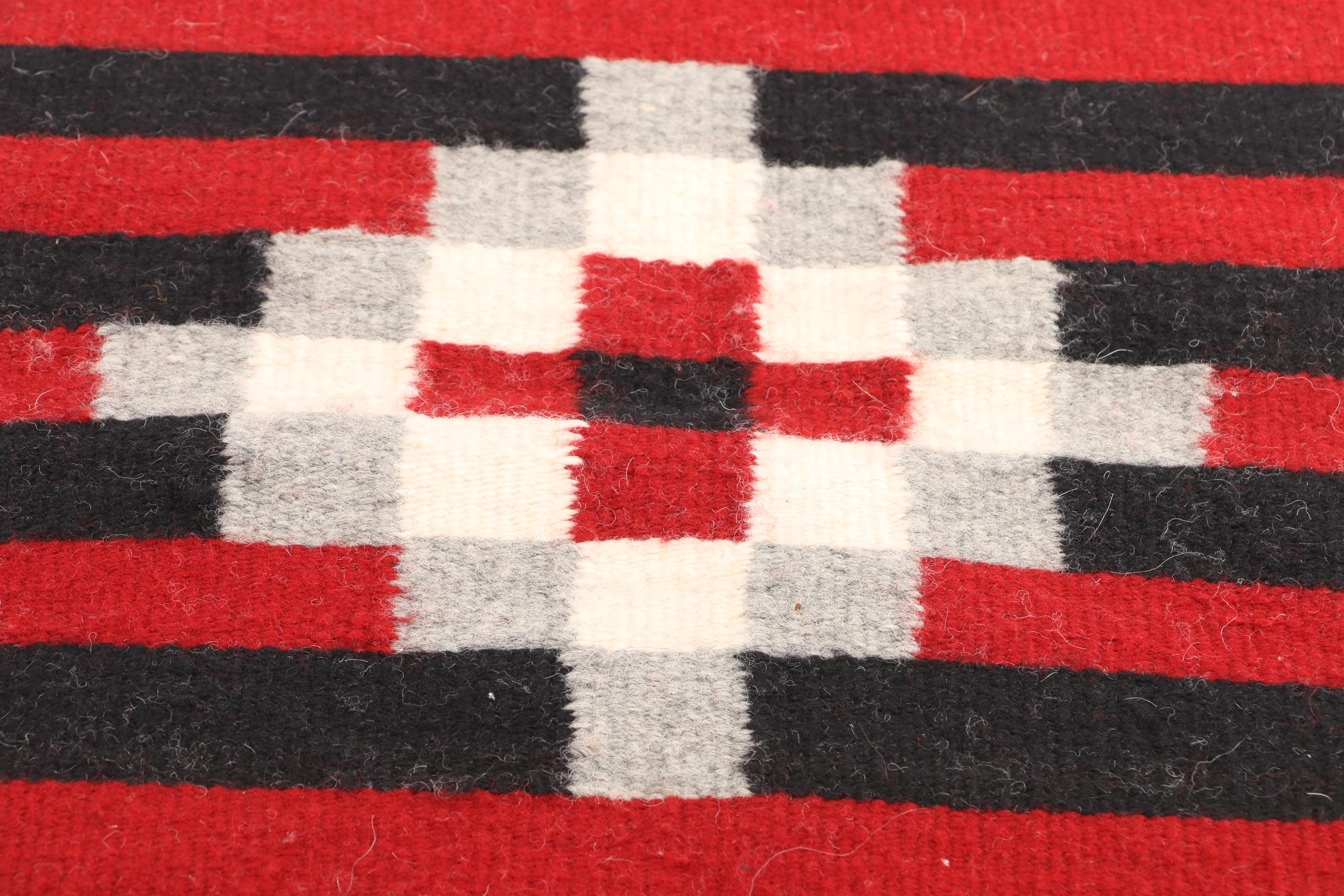 Handwoven Mexican Wool Accent Rug, Navajo Pattern