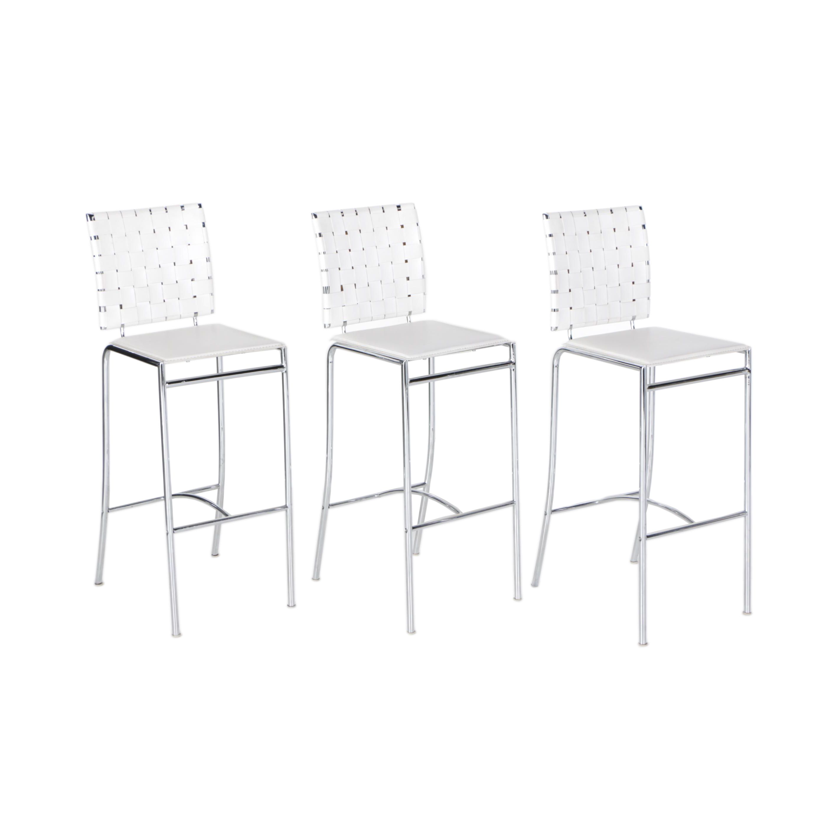Three Modern Style White Barstools