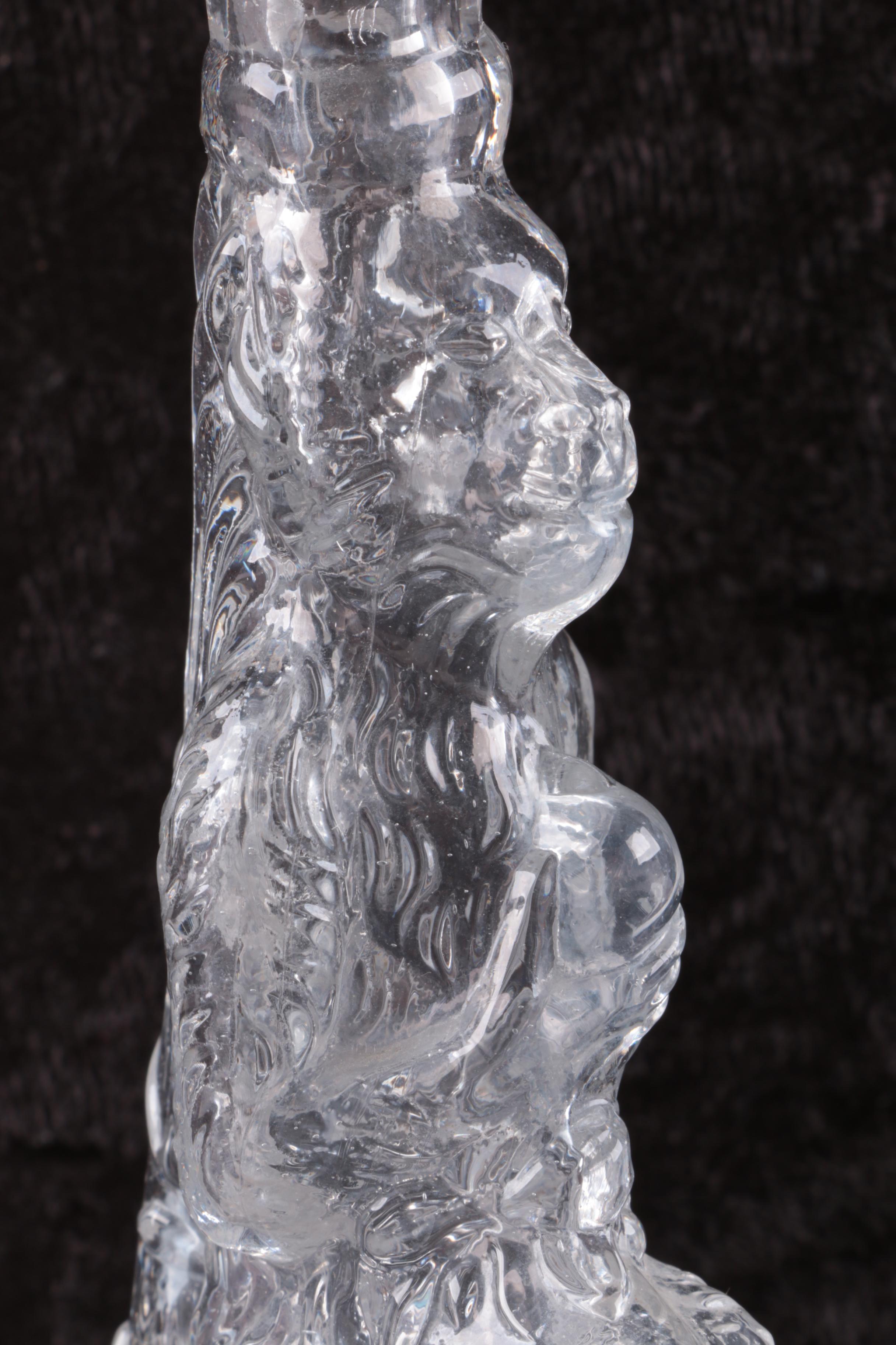 Molded Glass Lion Bottle