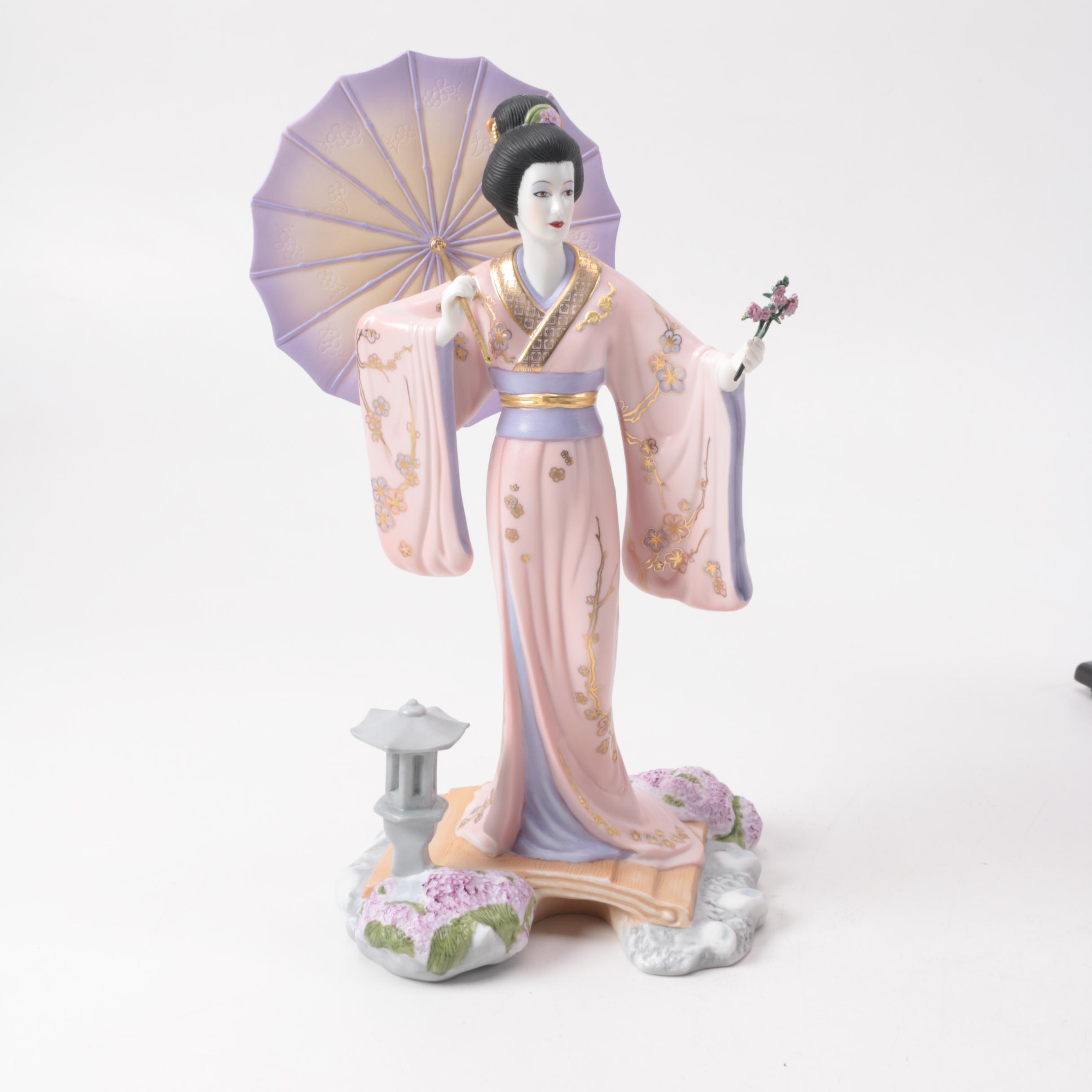 Chinese Inspired Porcelain Figurines including Franklin Mint and Danbury Mint