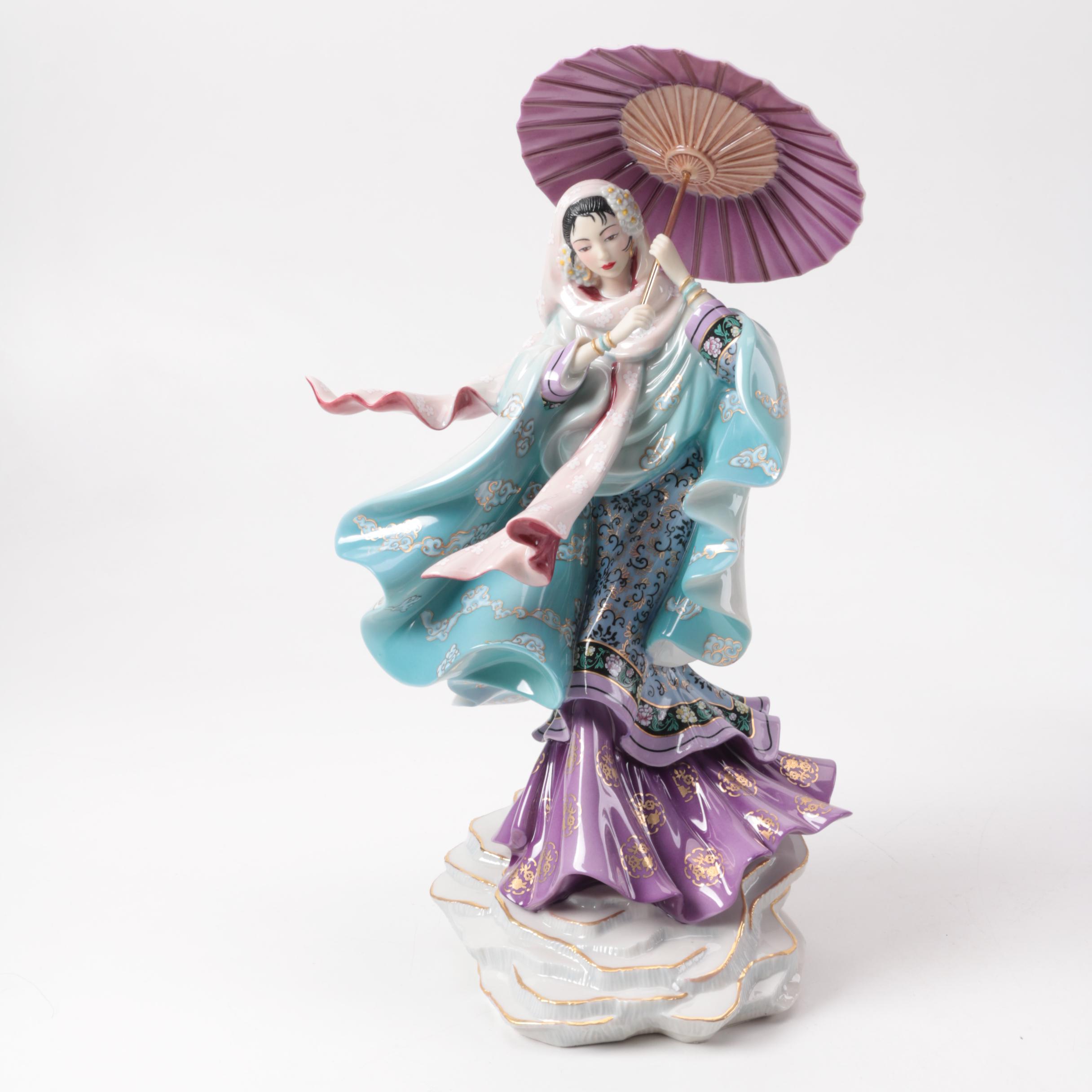 Chinese Inspired Porcelain Figurines including Franklin Mint and Danbury Mint