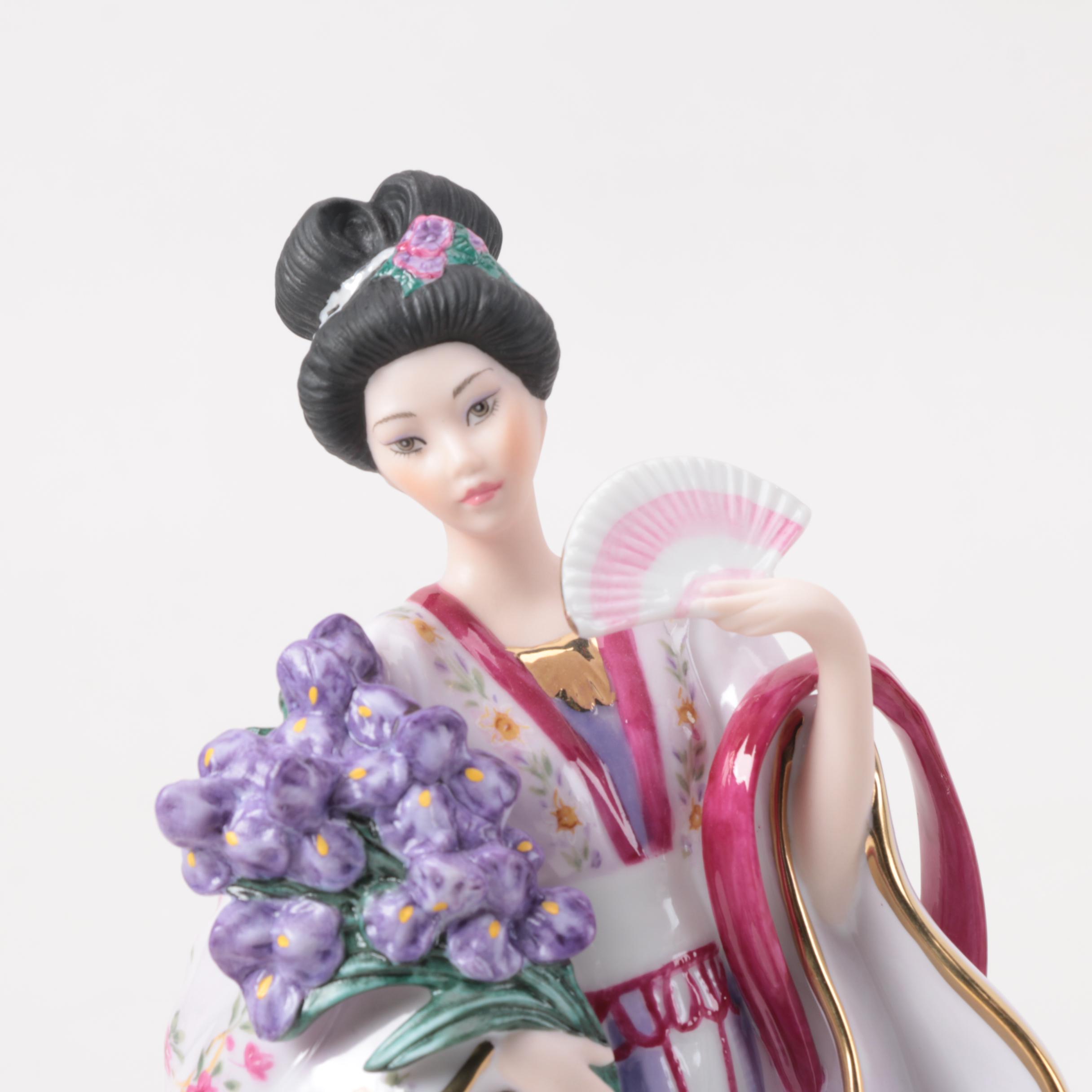 Chinese Inspired Porcelain Figurines including Franklin Mint and Danbury Mint