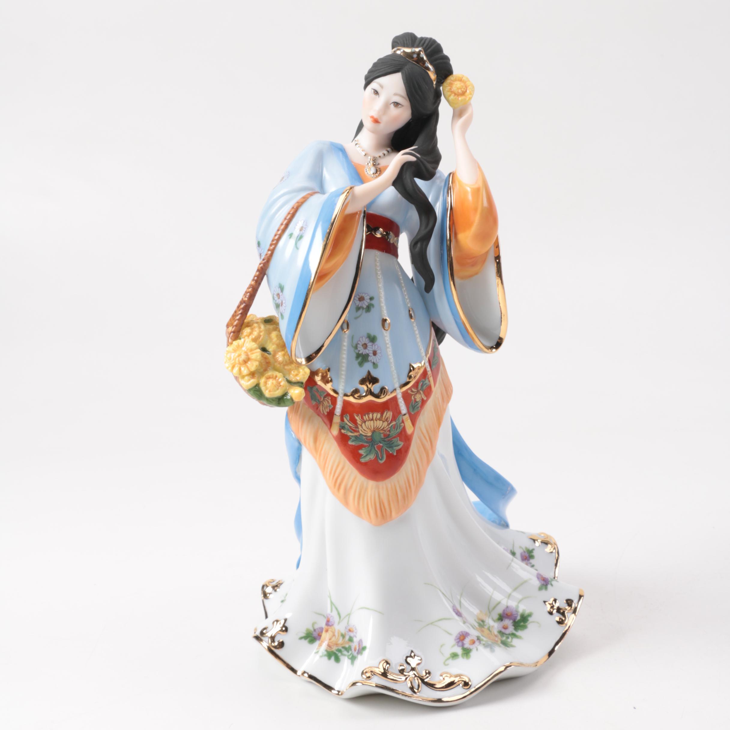 Chinese Inspired Porcelain Figurines including Franklin Mint and Danbury Mint