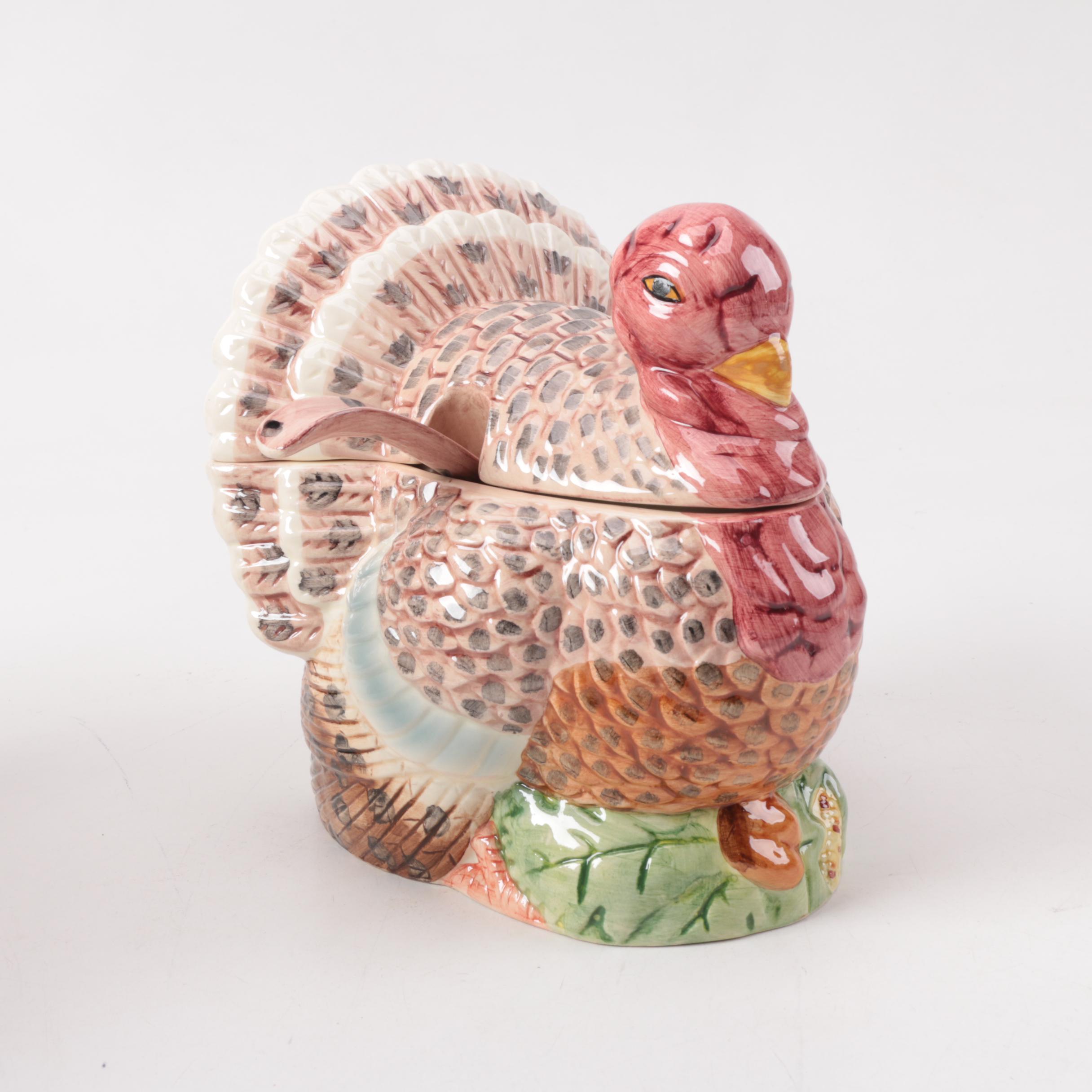 Ceramic Turkey Shaped Tureens with Ladle