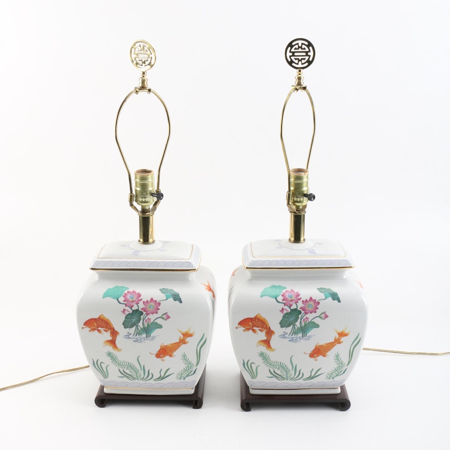Chinese Ceramic Urn Table Lamps