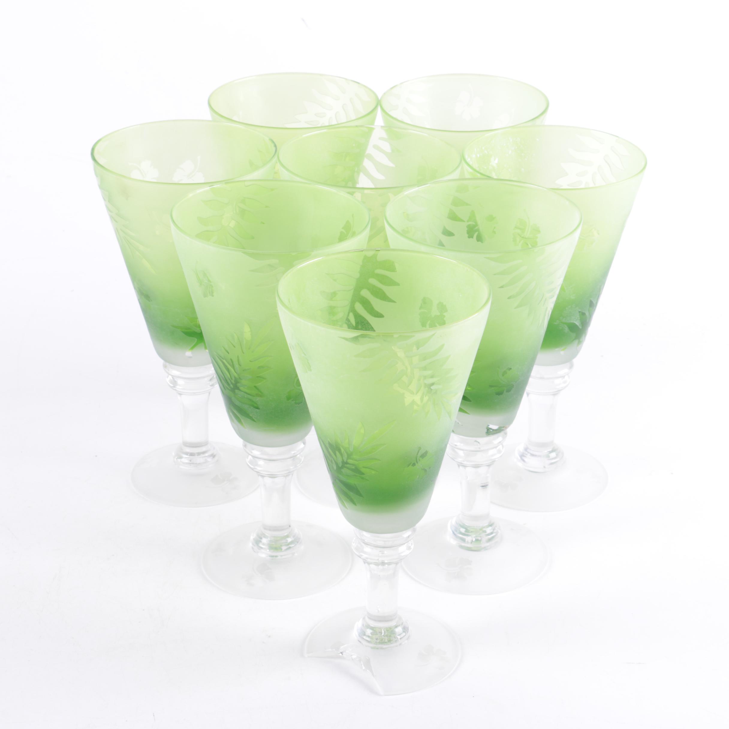 Shannon Crystal Frosted Green Glass Stemware