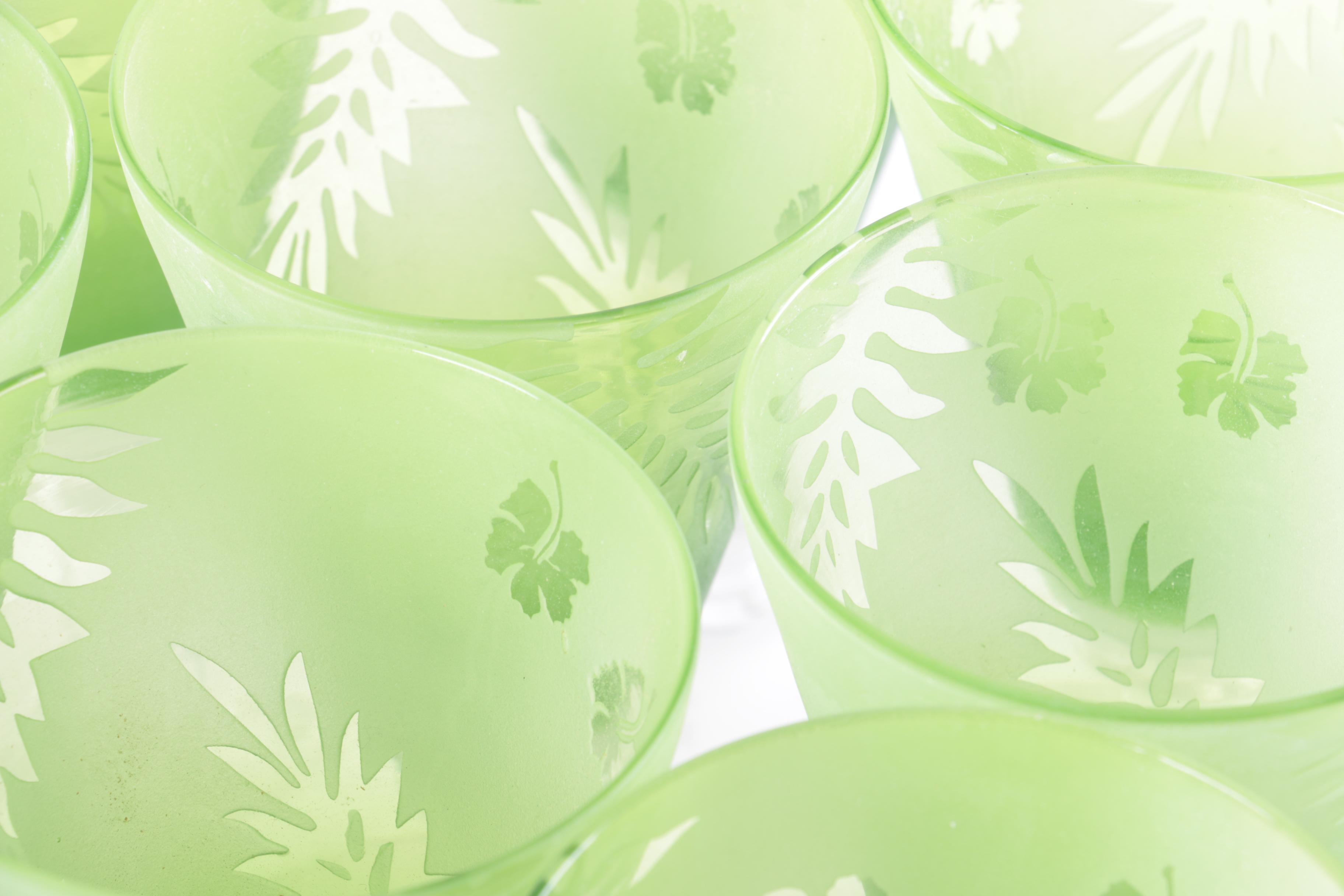 Shannon Crystal Frosted Green Glass Stemware