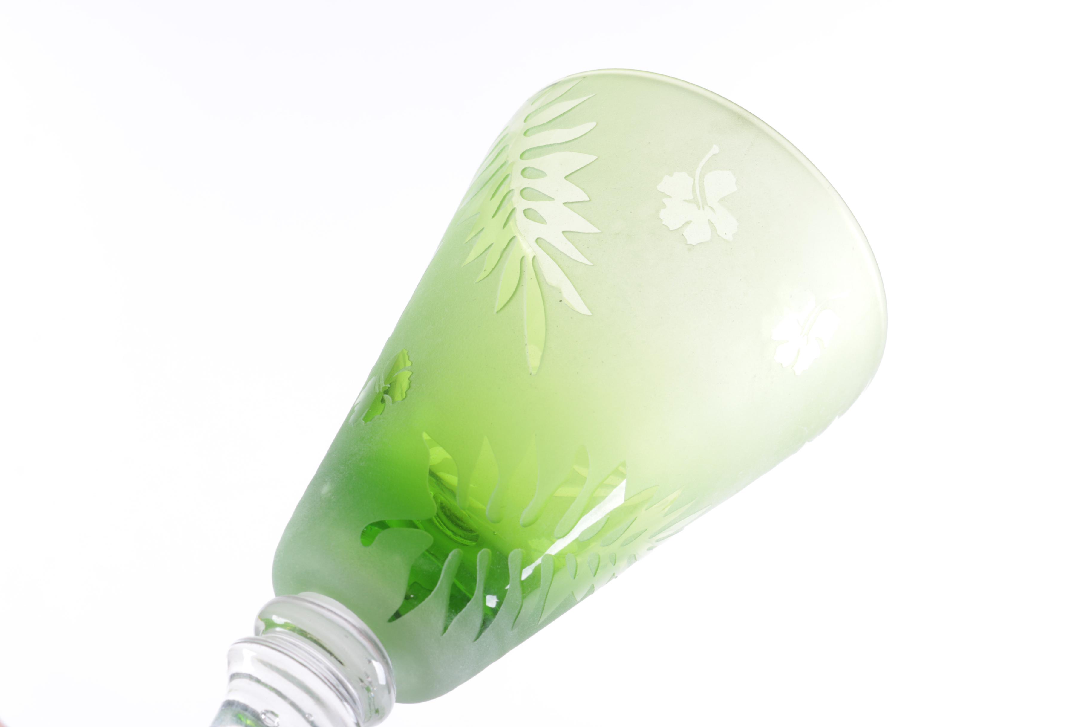 Shannon Crystal Frosted Green Glass Stemware